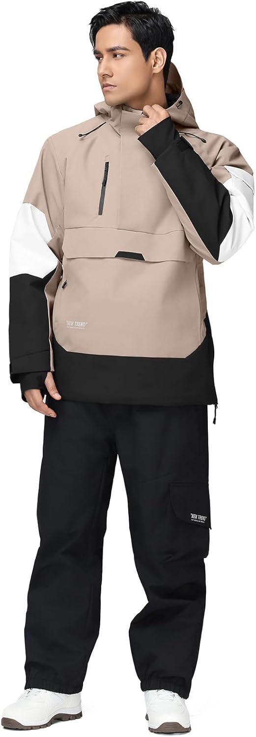 YEEFINE Men's Ski Jacket Snowboard Snow Coat Waterproof Insulated Winter Warm Loose Fit Pullover Hoodie - Image 5