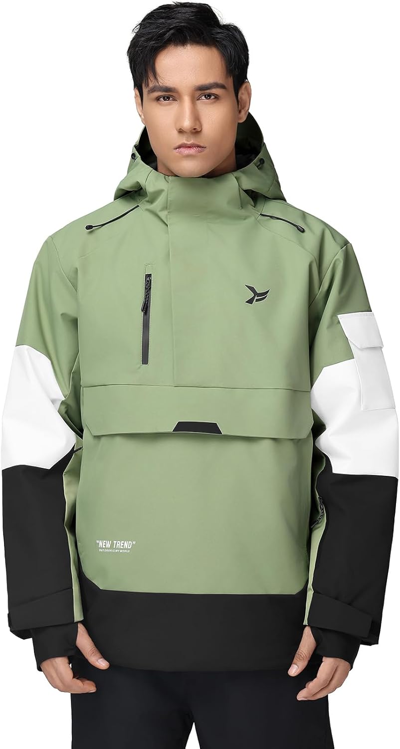 YEEFINE Men's Ski Jacket Snowboard Snow Coat Waterproof Insulated Winter Warm Loose Fit Pullover Hoodie - Image 7