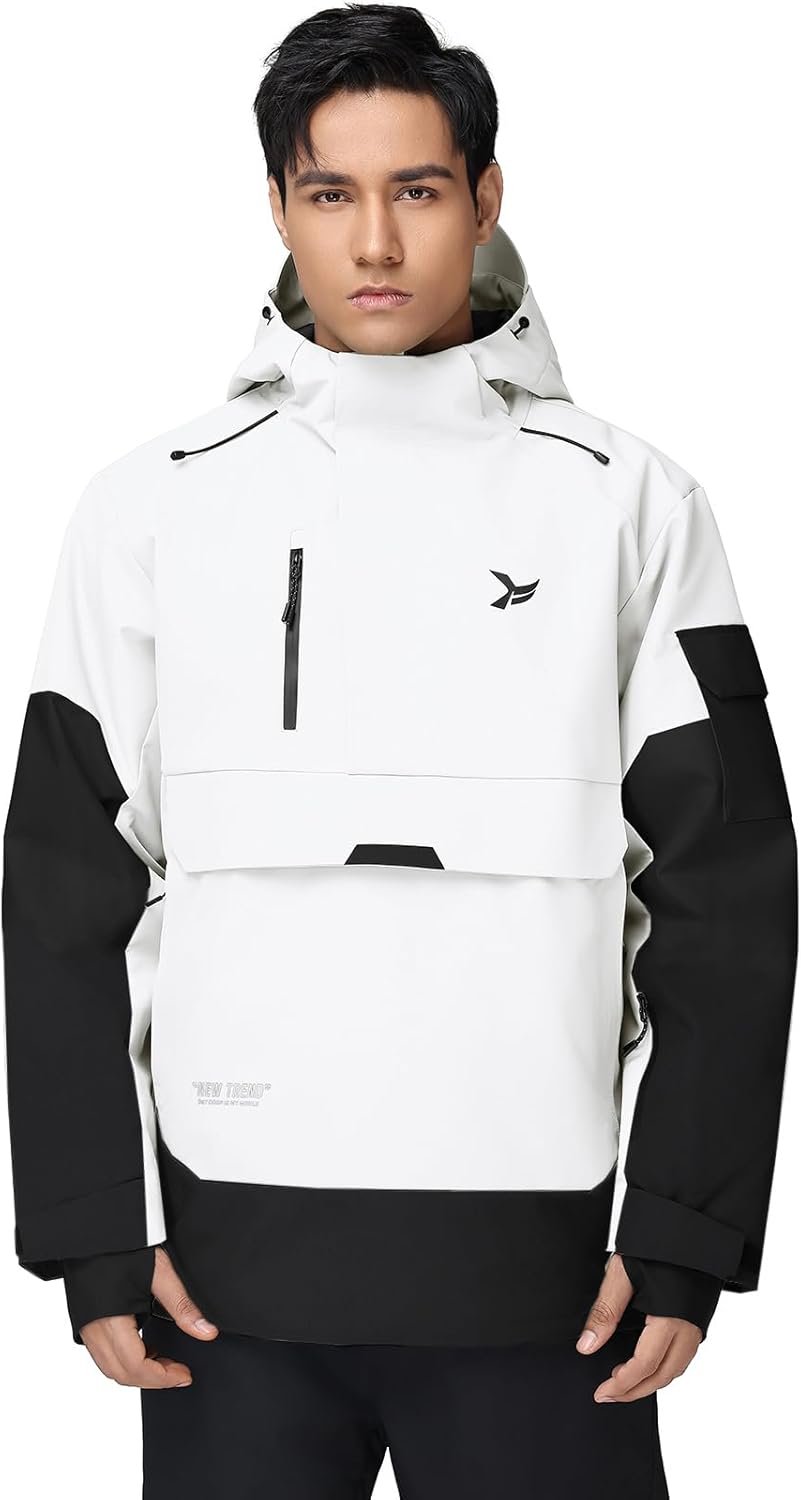 YEEFINE Men's Ski Jacket Snowboard Snow Coat Waterproof Insulated Winter Warm Loose Fit Pullover Hoodie - Image 8