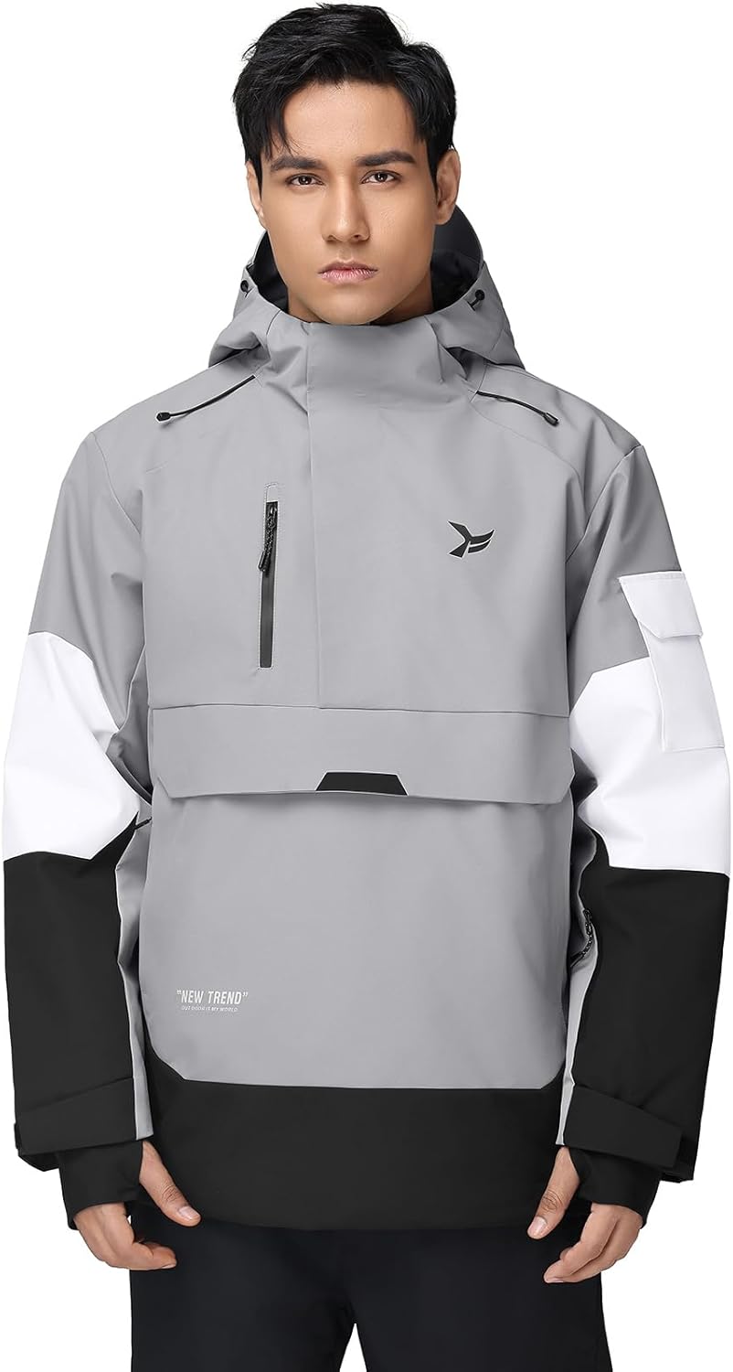 YEEFINE Men's Ski Jacket Snowboard Snow Coat Waterproof Insulated Winter Warm Loose Fit Pullover Hoodie - Image 9