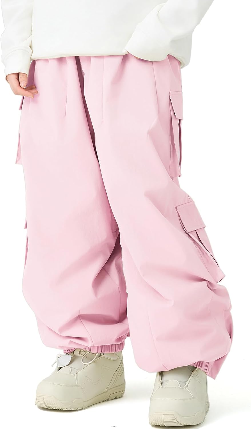 RIUIYELE Women’s Baggy Snow Pants Insulated Cargo Skiing Pants Waterproof Snowboard Pants Winter Outdoor Sports Hiking Pants