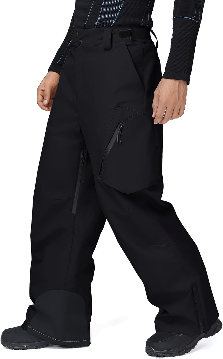 YEEFINE Men’s Snow Ski Pants Insulated Cargo Snowboard Pants Bibs Loose Baggy Waterproof Winter Sports