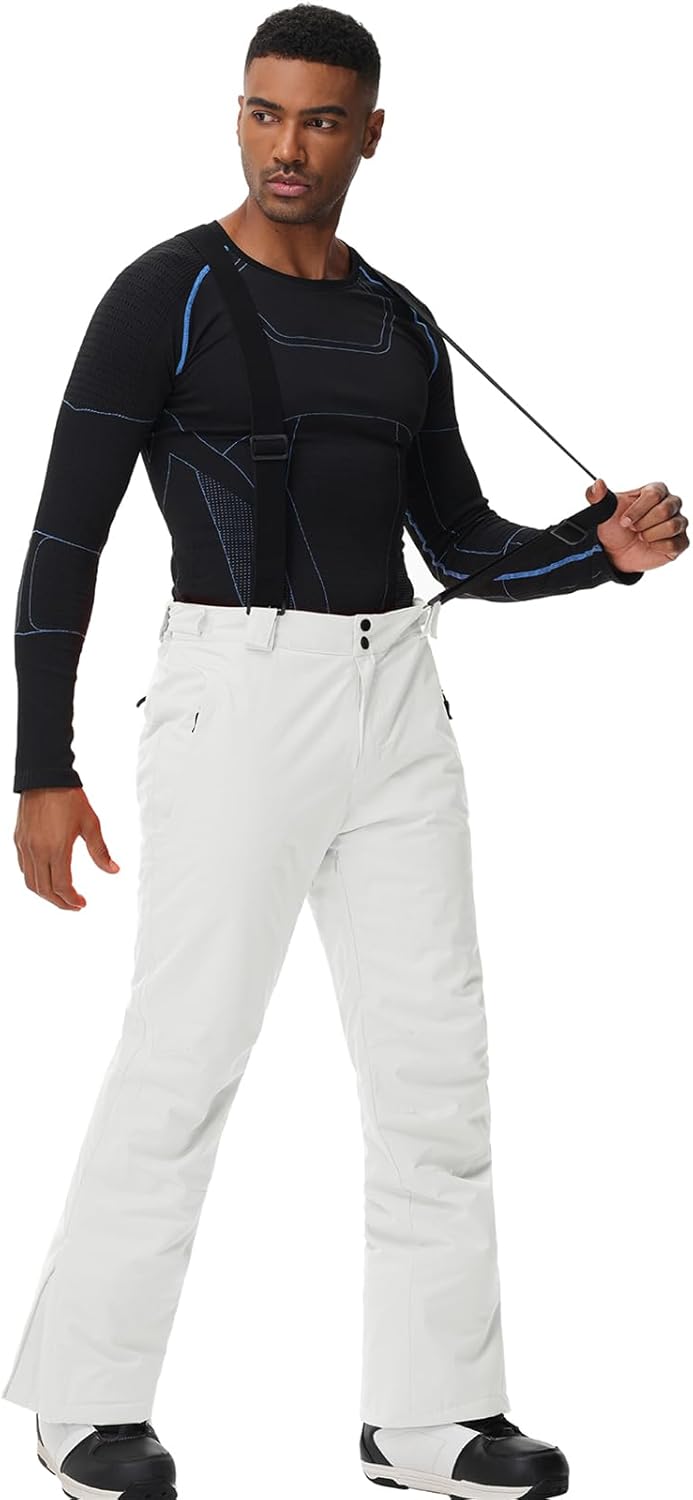 YEEFINE Men's Snow Ski Pants Insulated Waterproof Warm Winter Outdoor Snowboard Bibs with Suspenders - Image 4