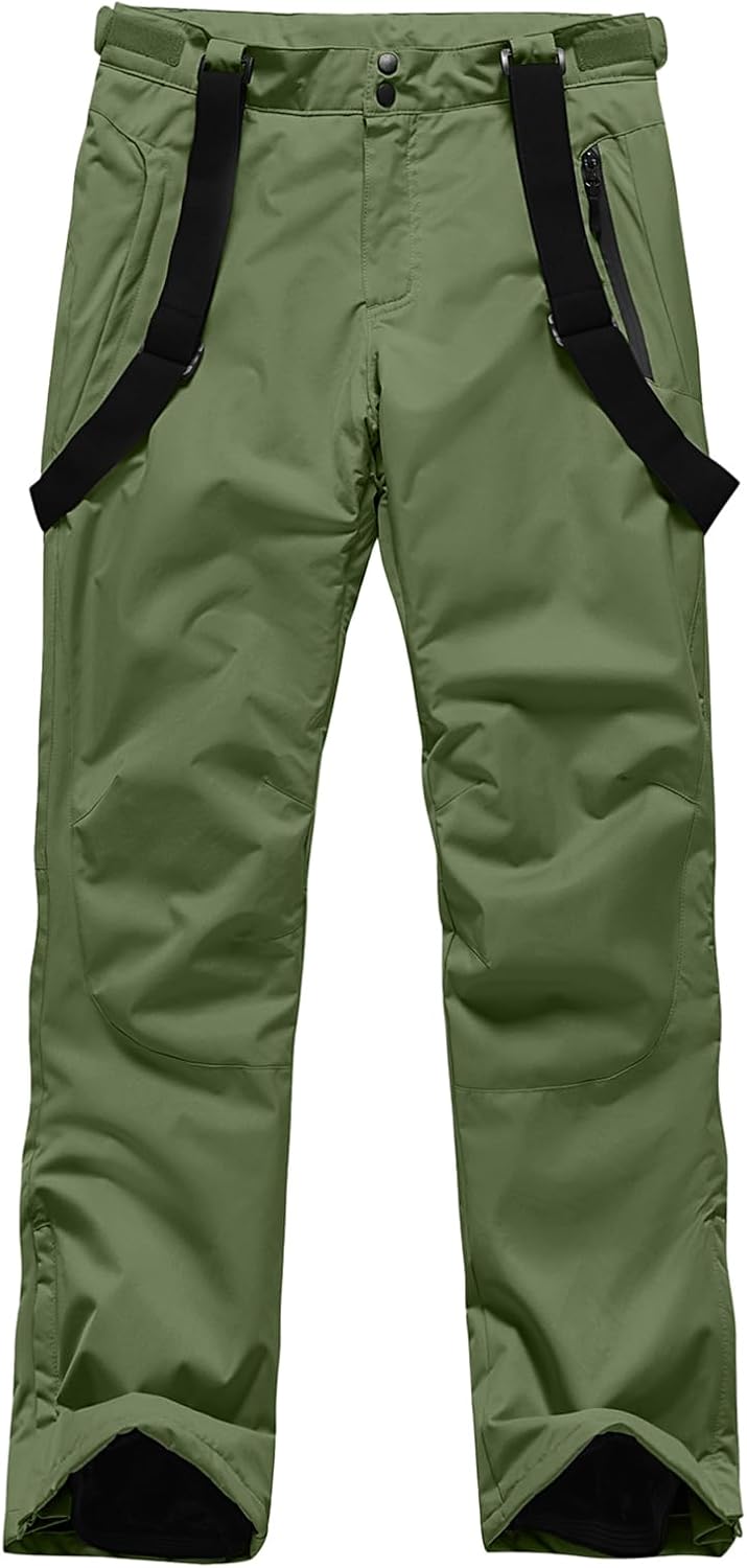 YEEFINE Men's Snow Ski Pants Insulated Waterproof Warm Winter Outdoor Snowboard Bibs with Suspenders - Image 7