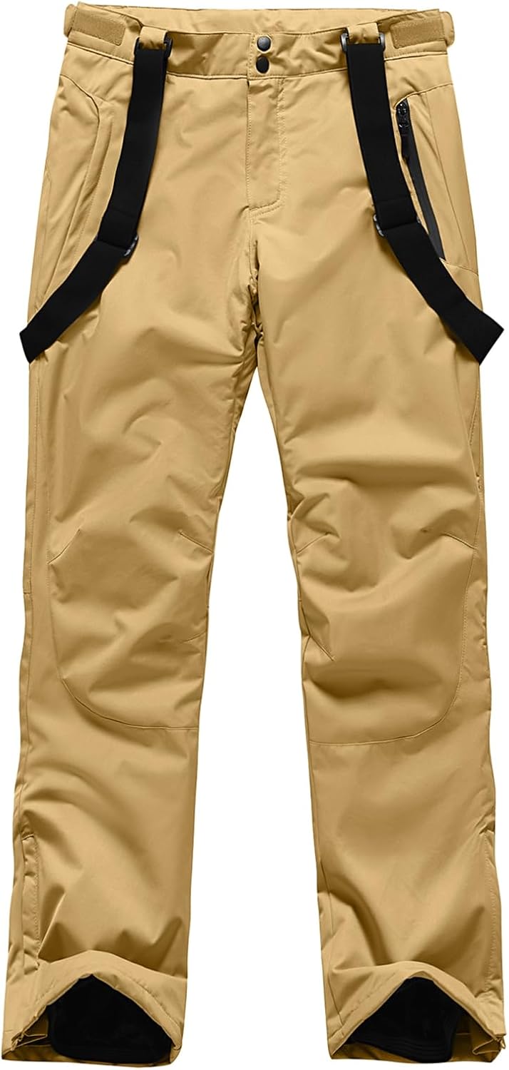 YEEFINE Men's Snow Ski Pants Insulated Waterproof Warm Winter Outdoor Snowboard Bibs with Suspenders - Image 8