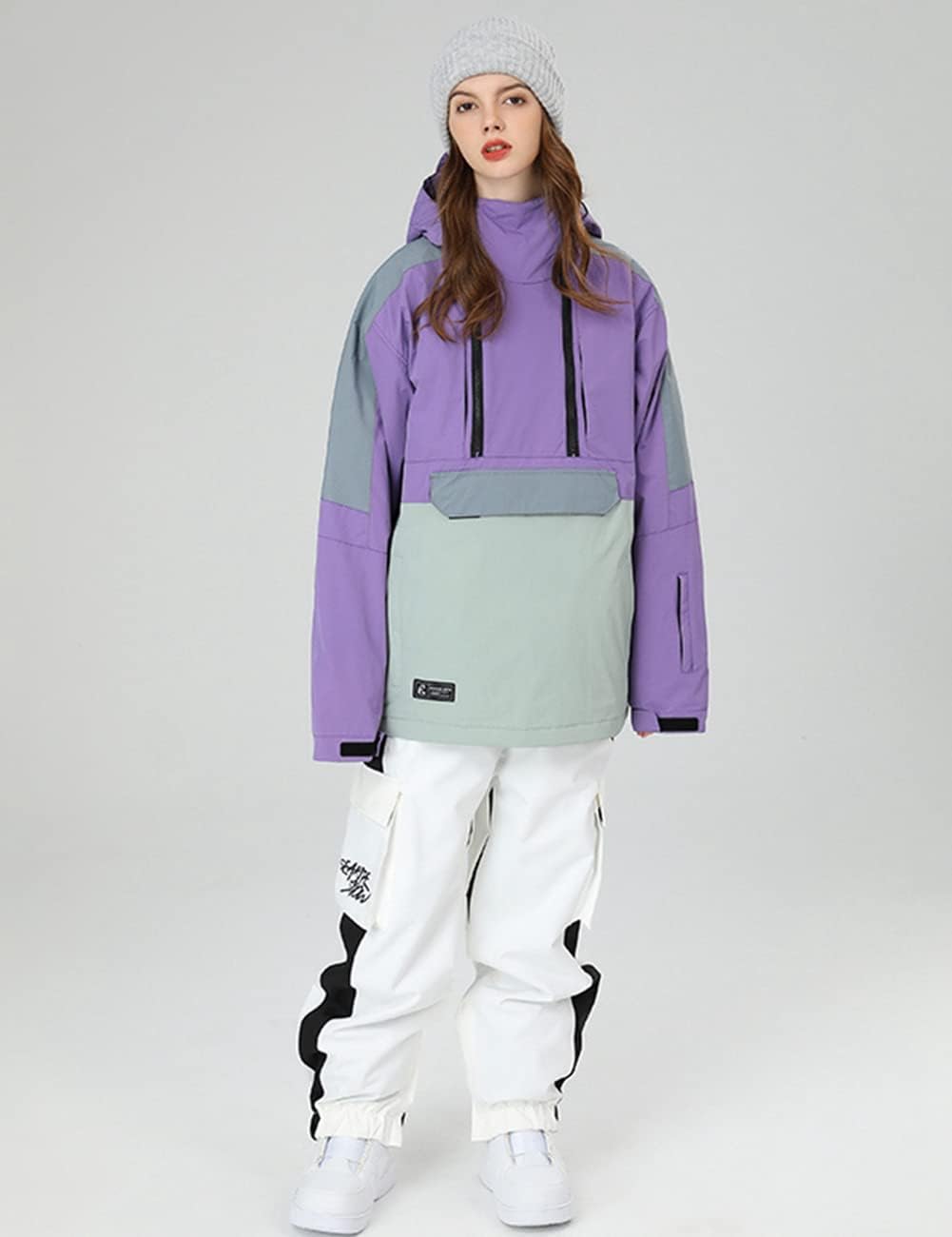 SEARIPE Men Baggy Snow Bibs 3L Cargo Skiing Pants Women Insulated Snow Pants Waterproof Outdoor Snowboard Pant