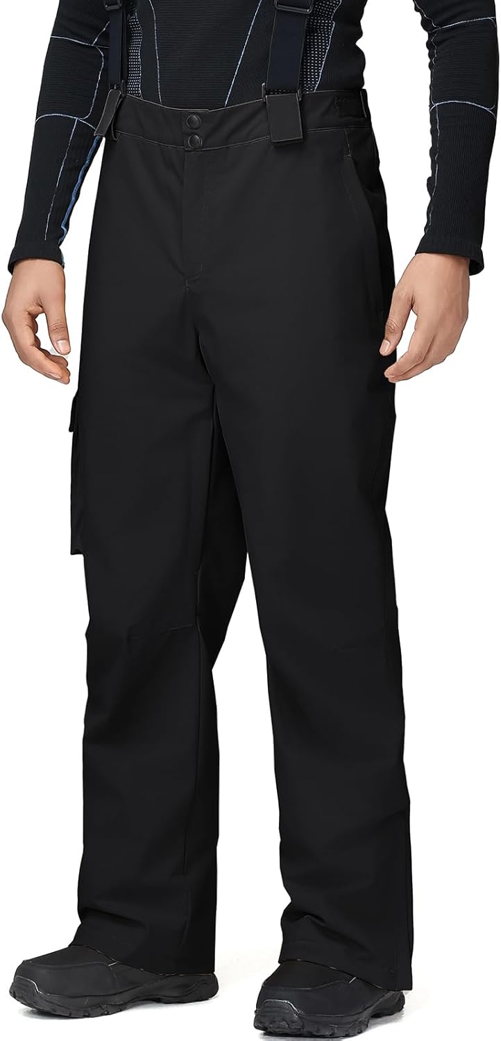 YEEFINE Men’s Ski Snow Pants Insulated Waterproof Snowboard Cargo Pants Bibs Regular Fit