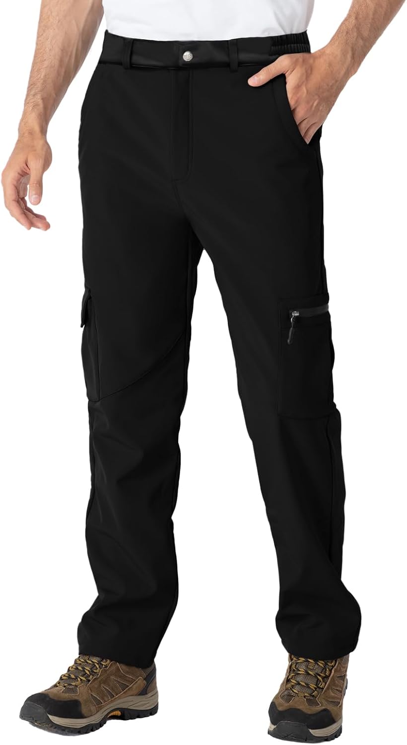 TBMPOY Men’s Snow Ski Fleece Lined Hiking Pants Waterproof Winter Snowboard Warm Outdoor Insulated Pants Windproof