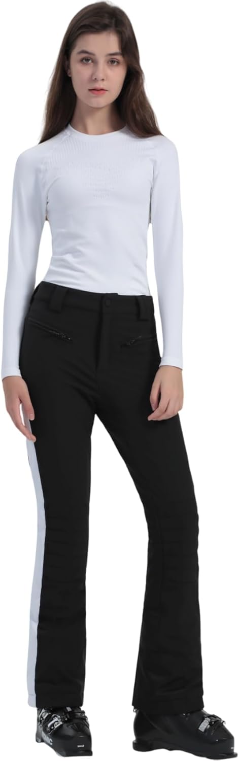 GSOU SNOW Womens Ski Pants Slim Snow Flared Snowboarding Insulated Waterproof Windproof Winter Outdoor Hiking Warm