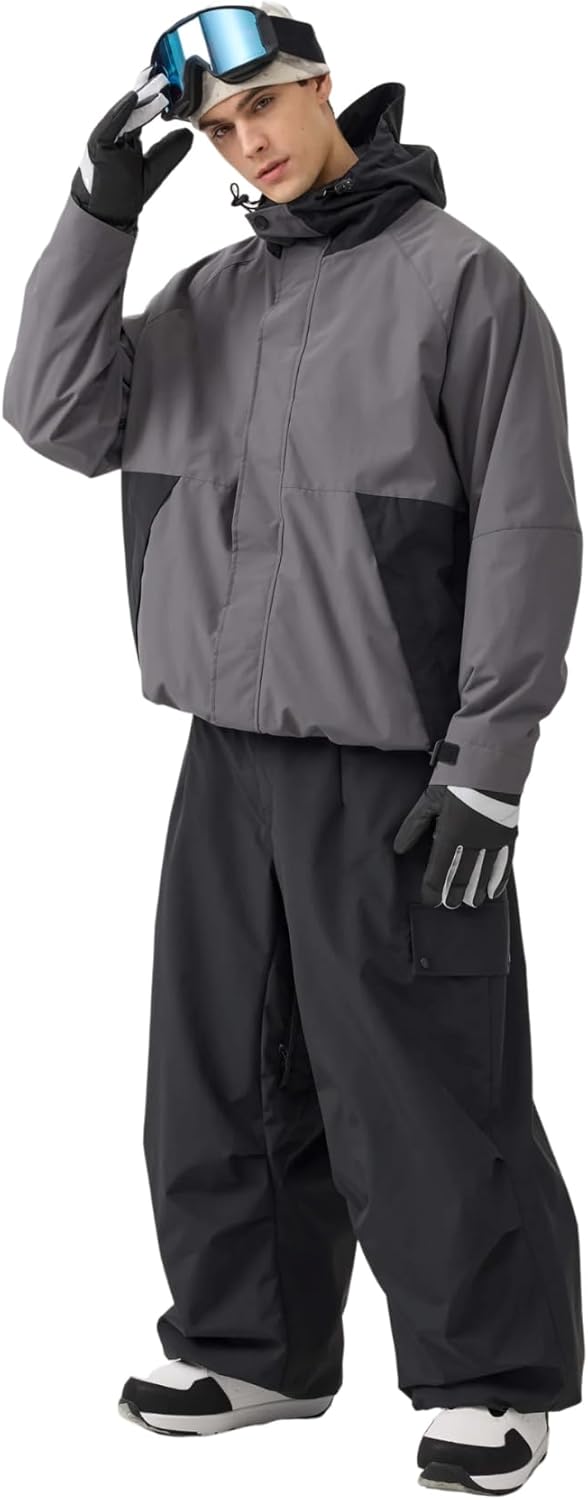 GSOU SNOW Men Super Baggy Ski Pants Loose Snowboard Pants Women Snow Sport Insulated Waterproof Windproof Outdoor Sport