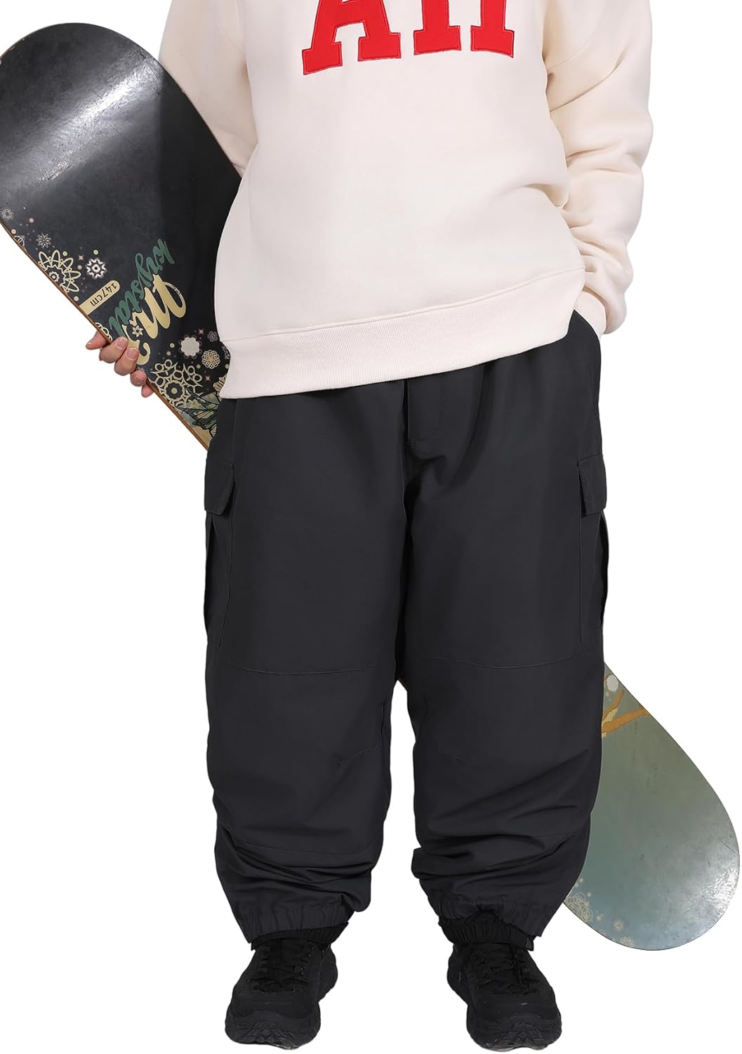 North Peak Womens Mens Baggy Snow Ski Pants Waterproof Windproof Insulated Winter Outdoor Snow Snowboard Cargo Pants