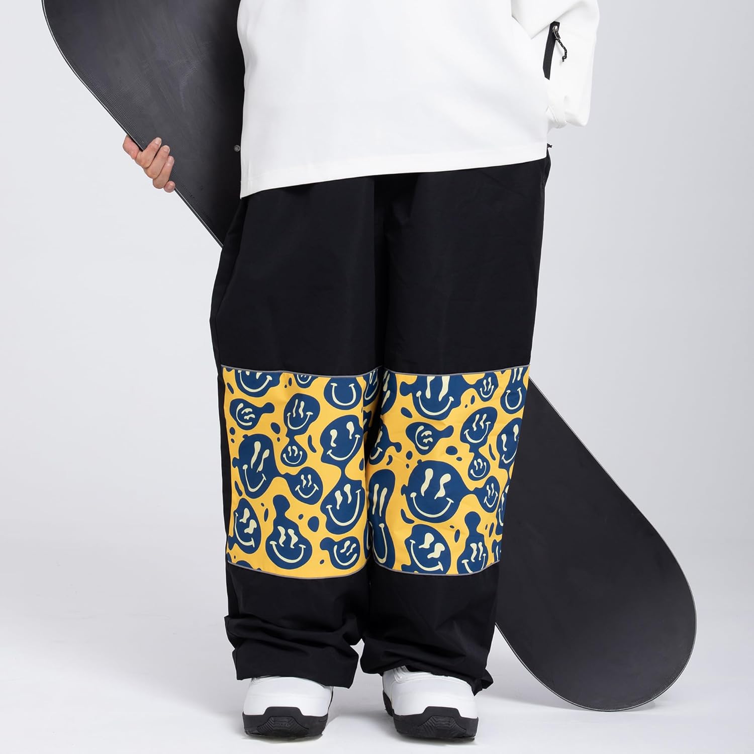 SNOWVERB Women Men Ski Baggy Cargo Knee Reflective Graphic Panel Casual Snow Pants Waterproof Loose Fit Snowboard Pants