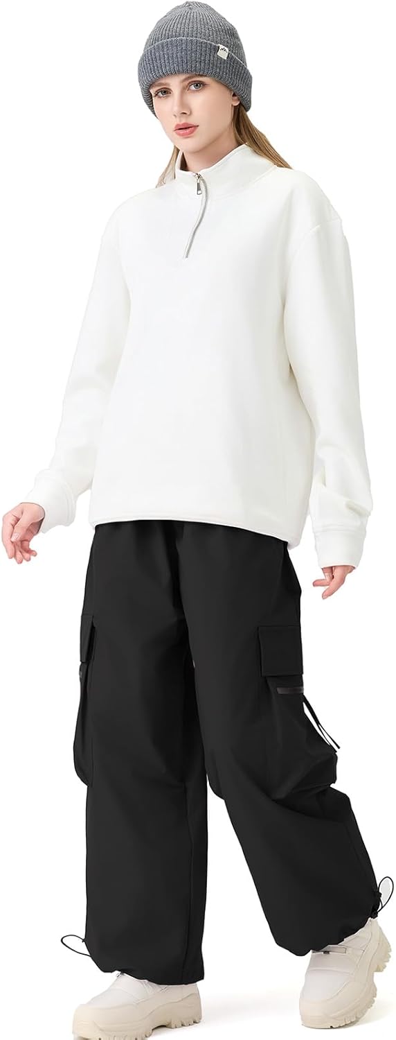 HOTIAN Womens Men Baggy Snowboard Pants Insulated Winterproof Waterproof Loose Ski Snow Pants Outdoor