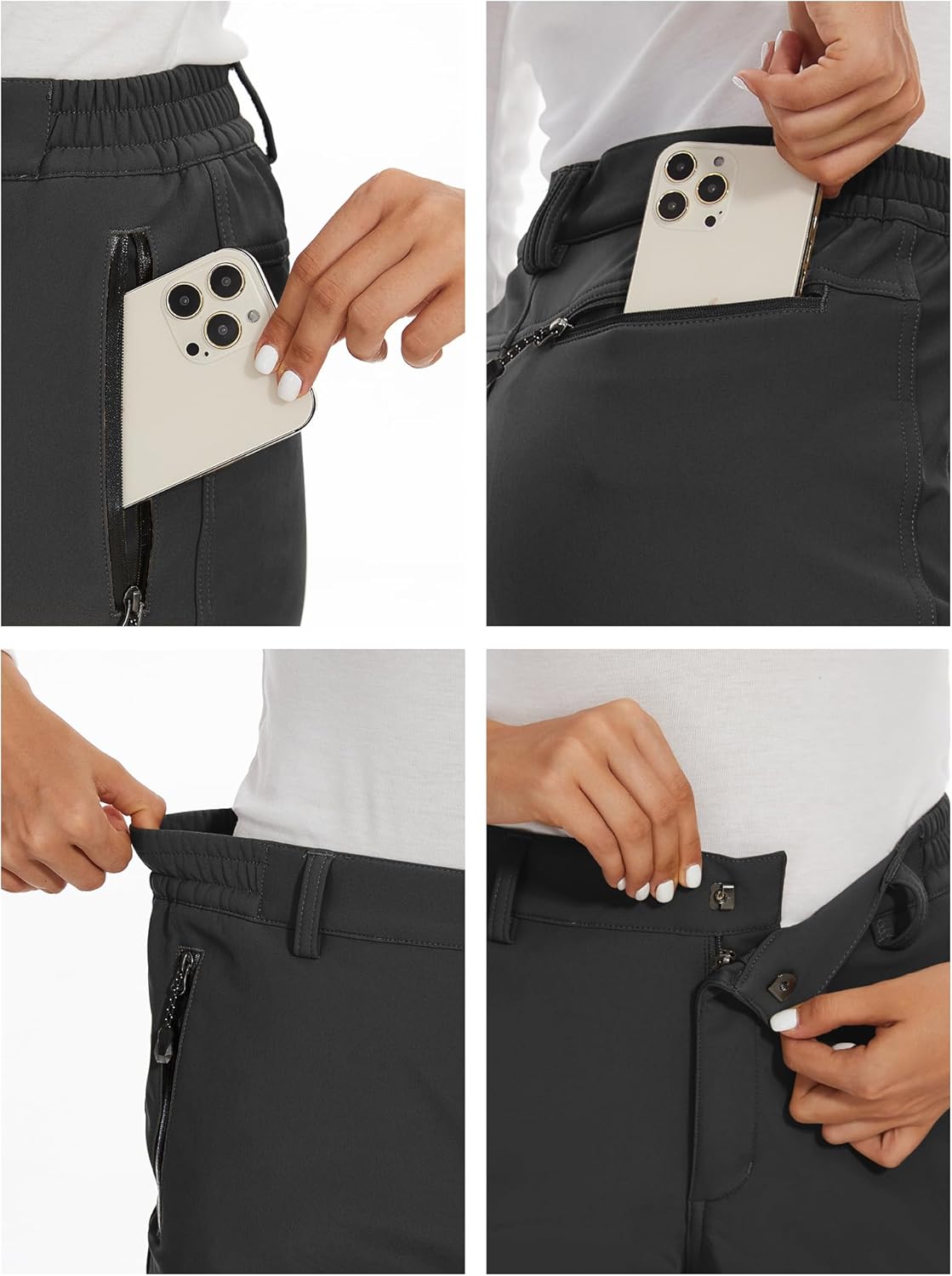 MAGCOMSEN Women's Fleece Lined Waterproof Insulated Snow Ski Pants Winter Warm Hiking Pants Outdoor Softshell - Image 4