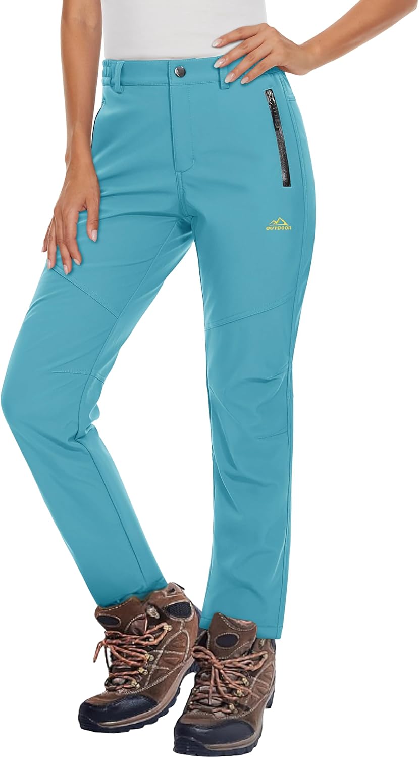 MAGCOMSEN Women's Fleece Lined Waterproof Insulated Snow Ski Pants Winter Warm Hiking Pants Outdoor Softshell - Image 9