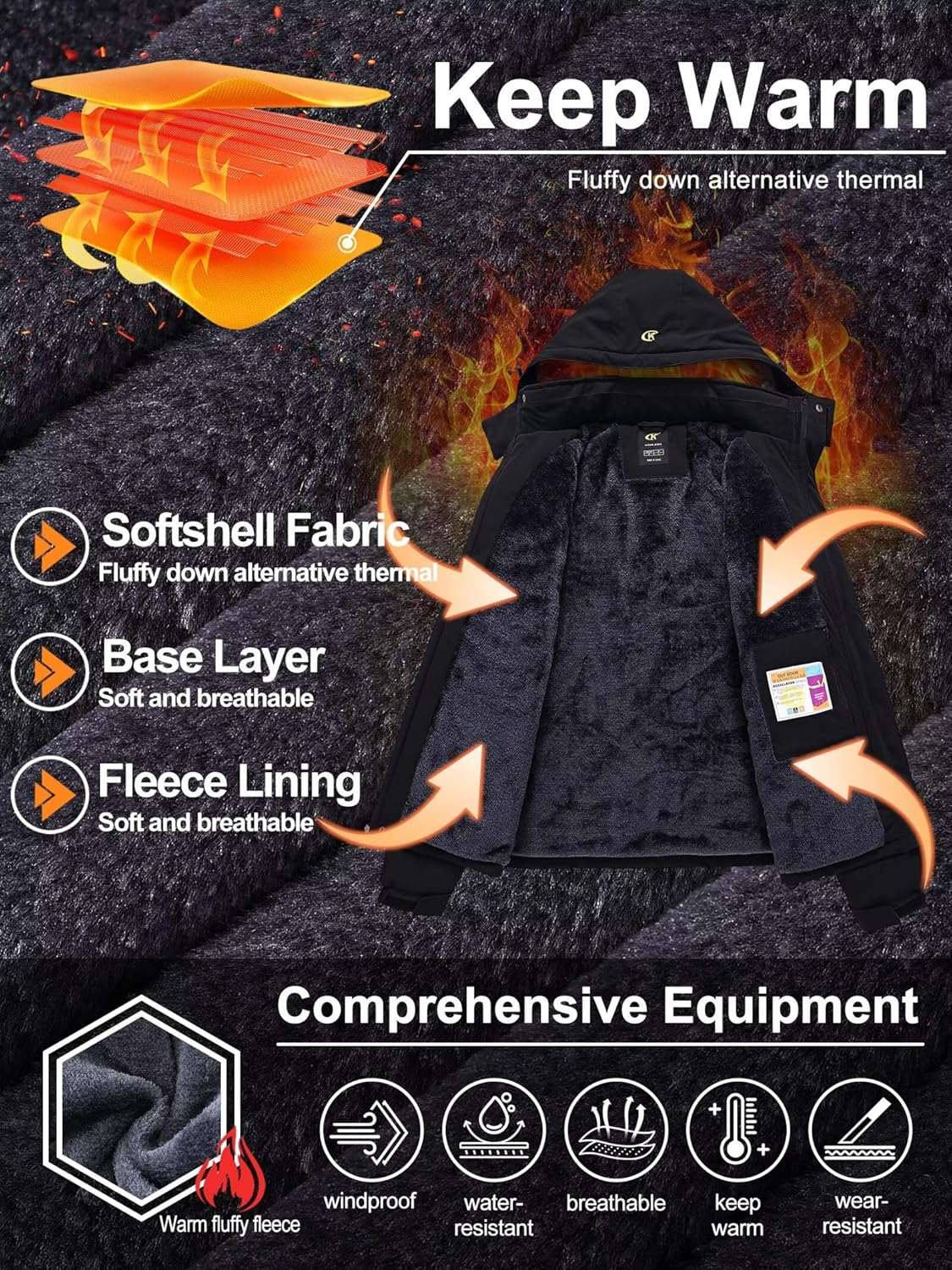 QPNGRP Mens Waterproof Ski Snowboard Jacket Winter Windproof Snow Coat - Image 4