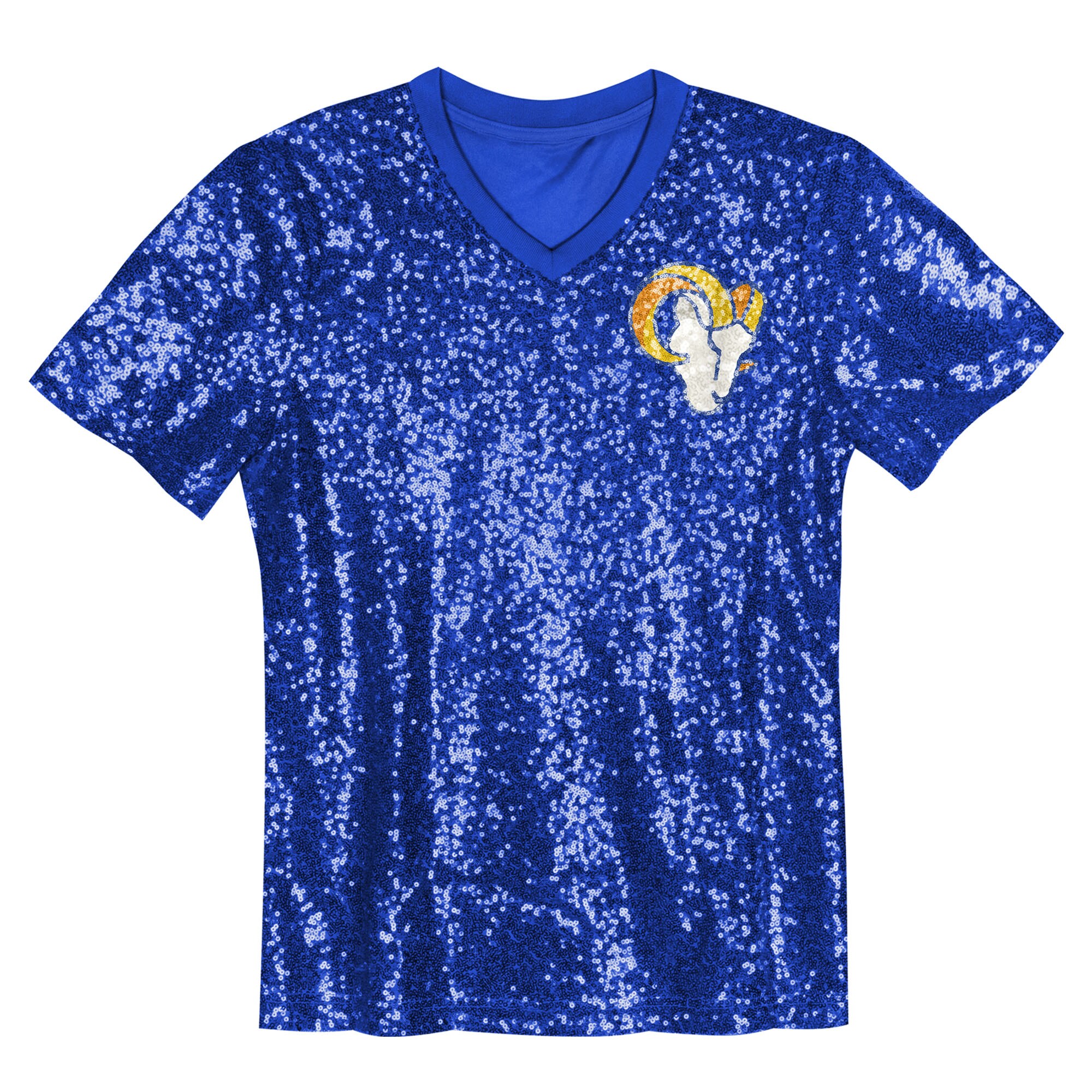 Puka Nacua Los Angeles Rams Girls Youth Sequin V-Neck Fashion Jersey - Royal