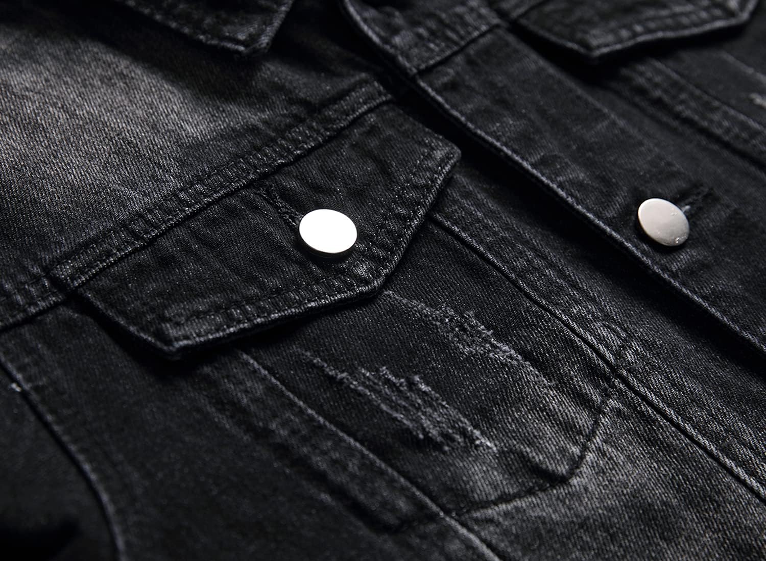 QIMYUM Jean Jacket For Men, Distressed Slim Denim Jacket