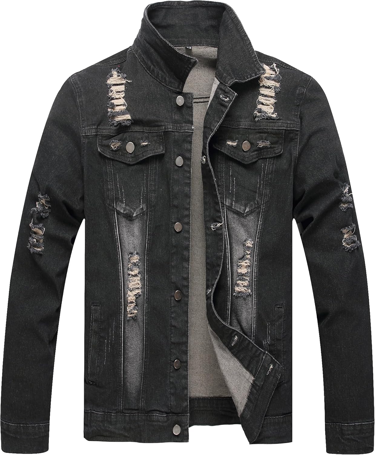 QIMYUM Jean Jacket For Men, Distressed Slim Denim Jacket