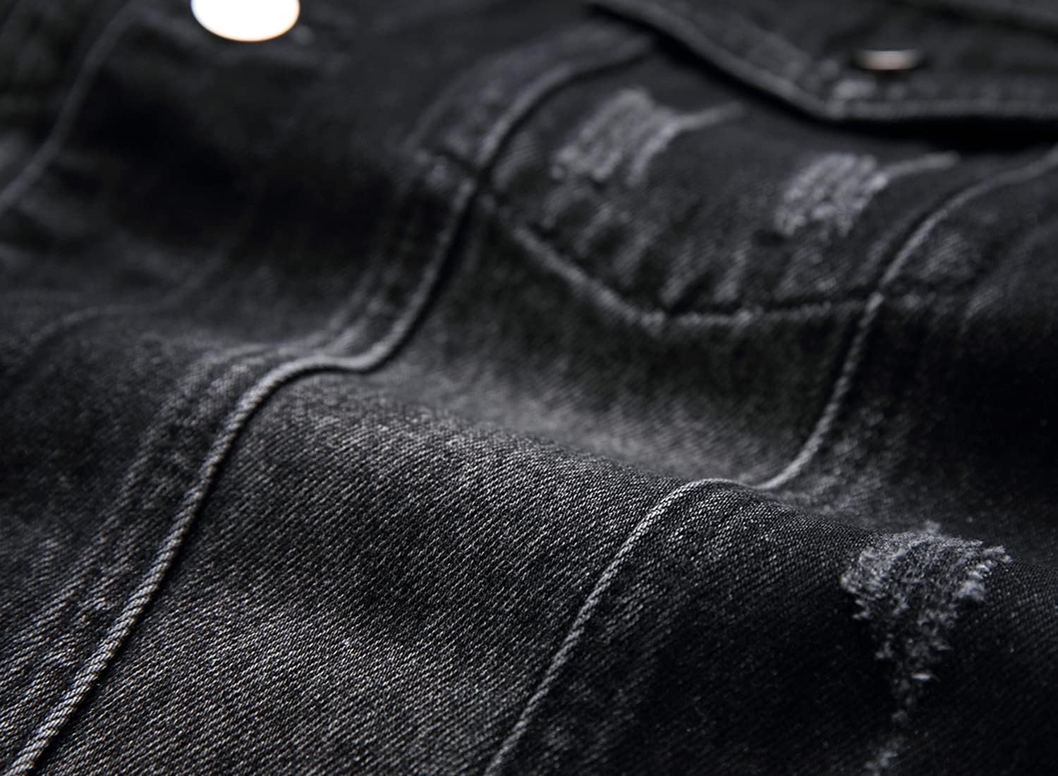 QIMYUM Jean Jacket For Men, Distressed Slim Denim Jacket