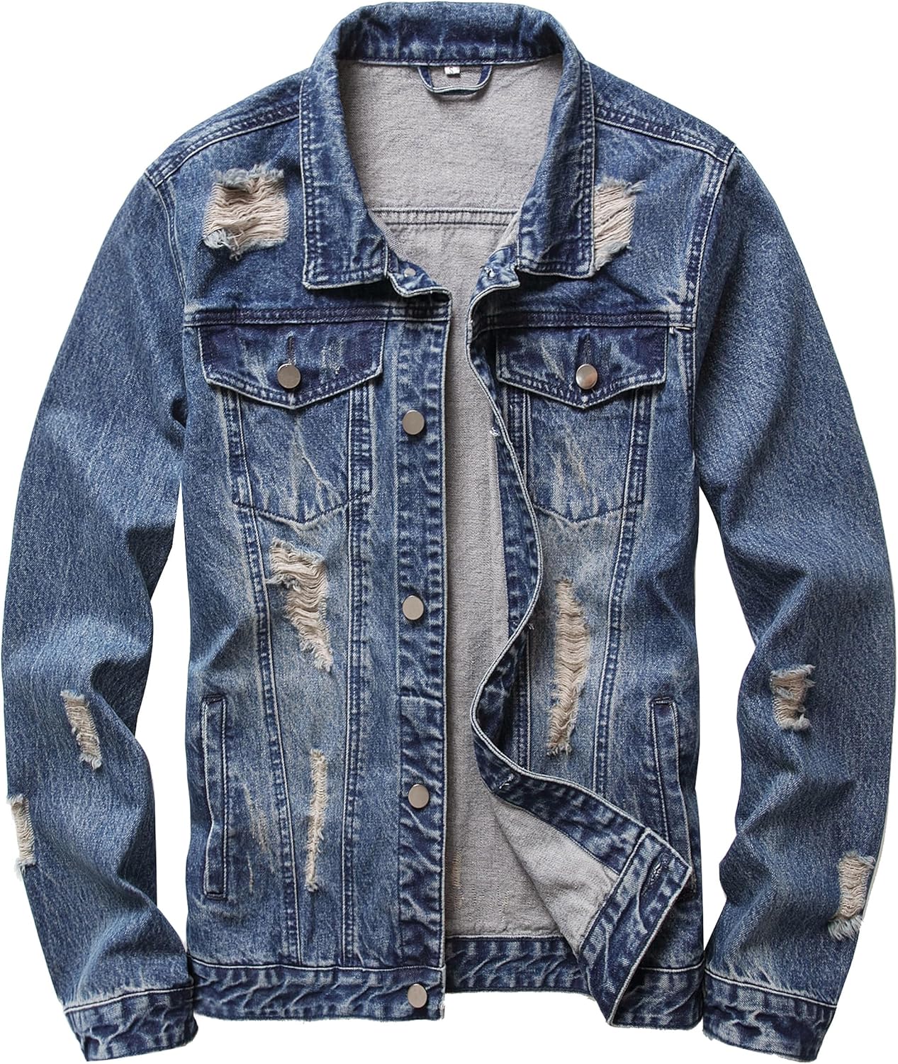 QIMYUM Jean Jacket For Men, Distressed Slim Denim Jacket