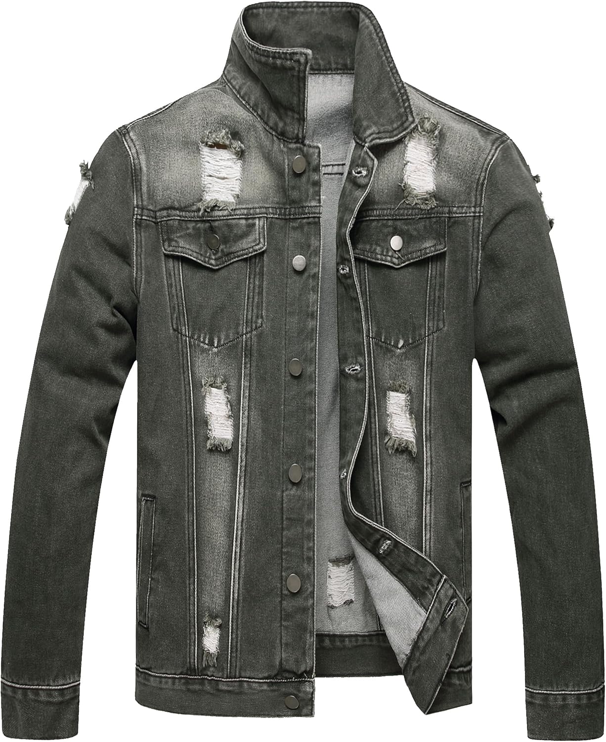 QIMYUM Jean Jacket For Men, Distressed Slim Denim Jacket