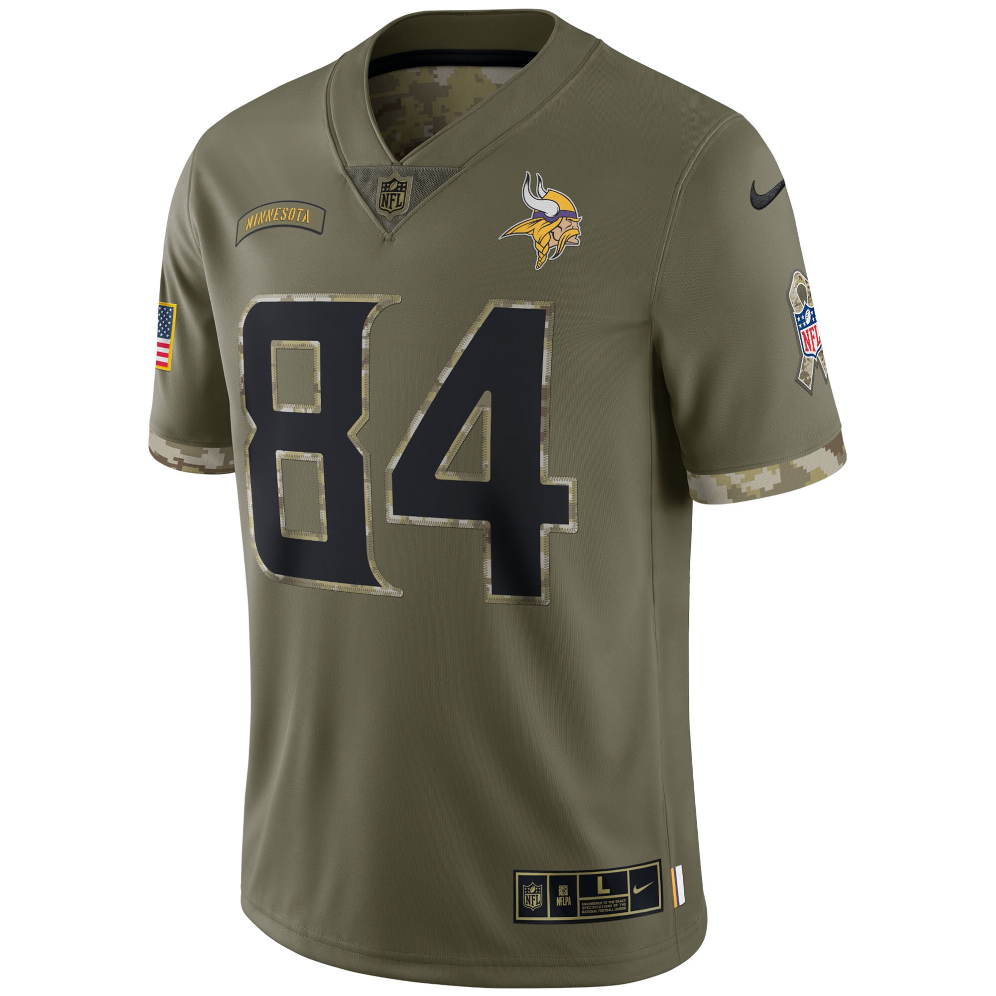 Randy Moss Minnesota Vikings 2022 Salute To Service Retired Player Limited Jersey – Olive
