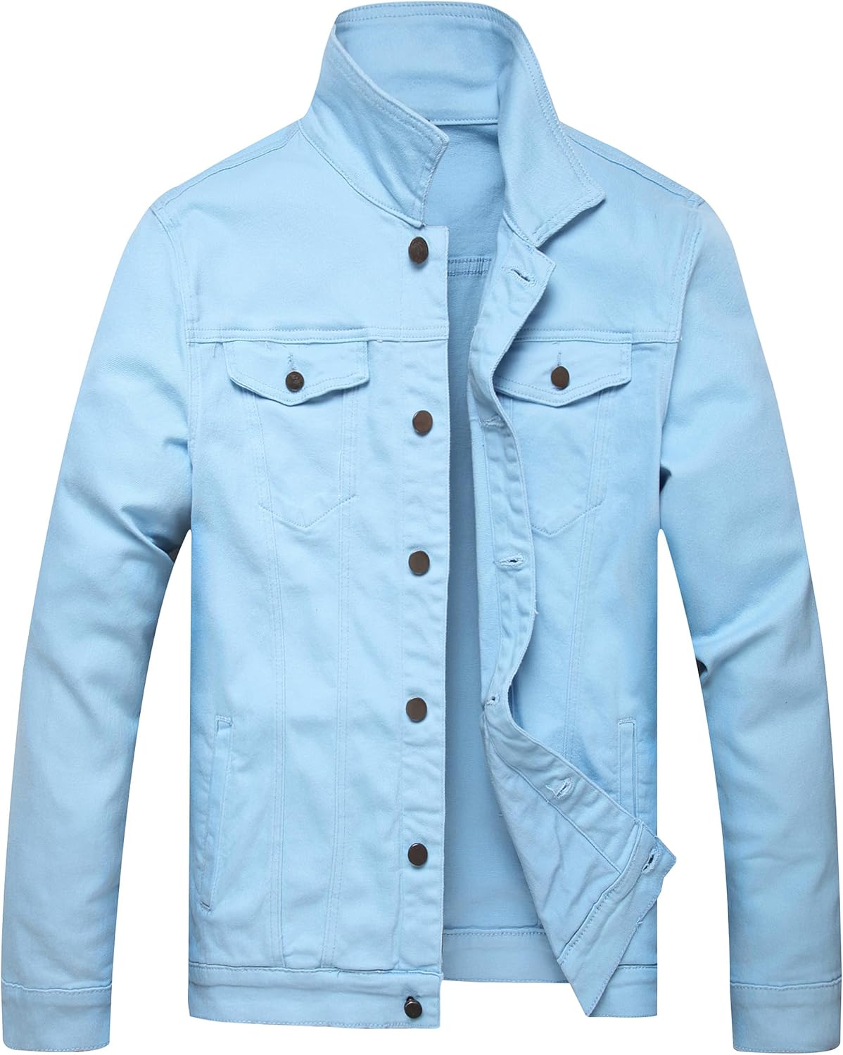 RANMCC Jean Jacket for Men Slim Fit Ripped Denim Jacket Coat