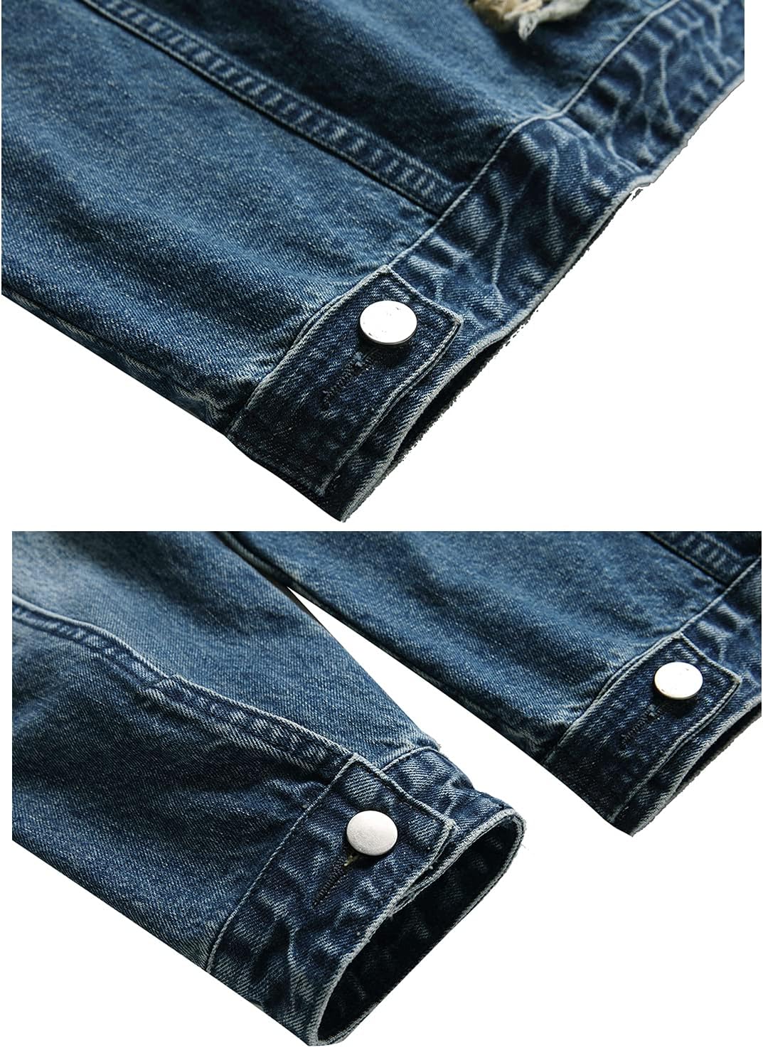 RANMCC Jean Jacket for Men Slim Fit Ripped Denim Jacket Coat