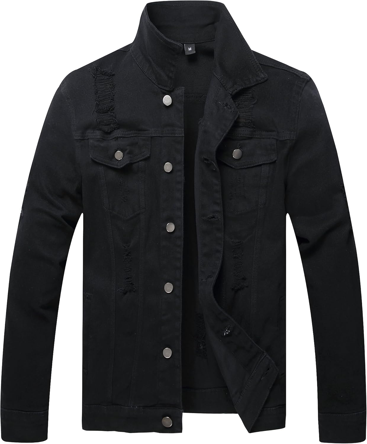 RANMCC Jean Jacket for Men Slim Fit Ripped Denim Jacket Coat