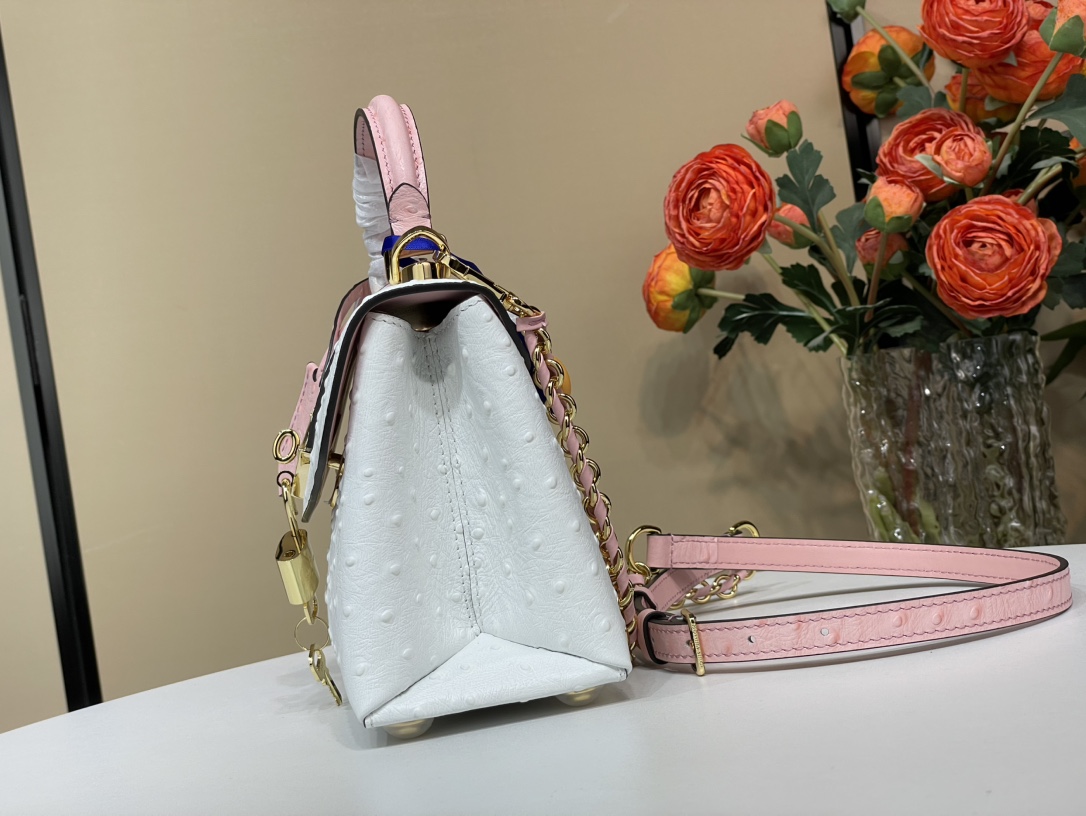 RARE Louis Vuitton Rose des Vents Ostrich Mini Exotic Pearly White Sakura Pink
