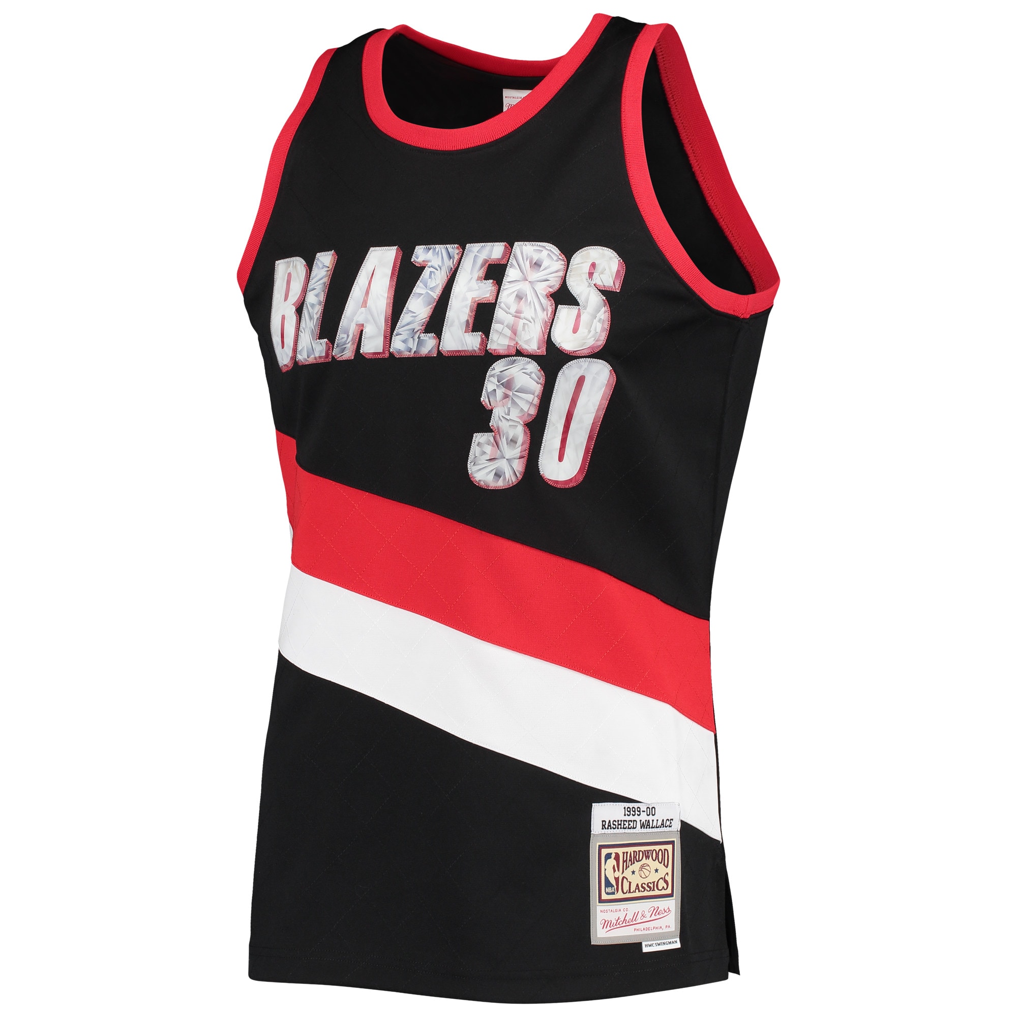 Rasheed Wallace Portland Trail Blazers Mitchell & Ness 1999/00 Hardwood Classics NBA 75th Anniversary Diamond Swingman Jersey - Black