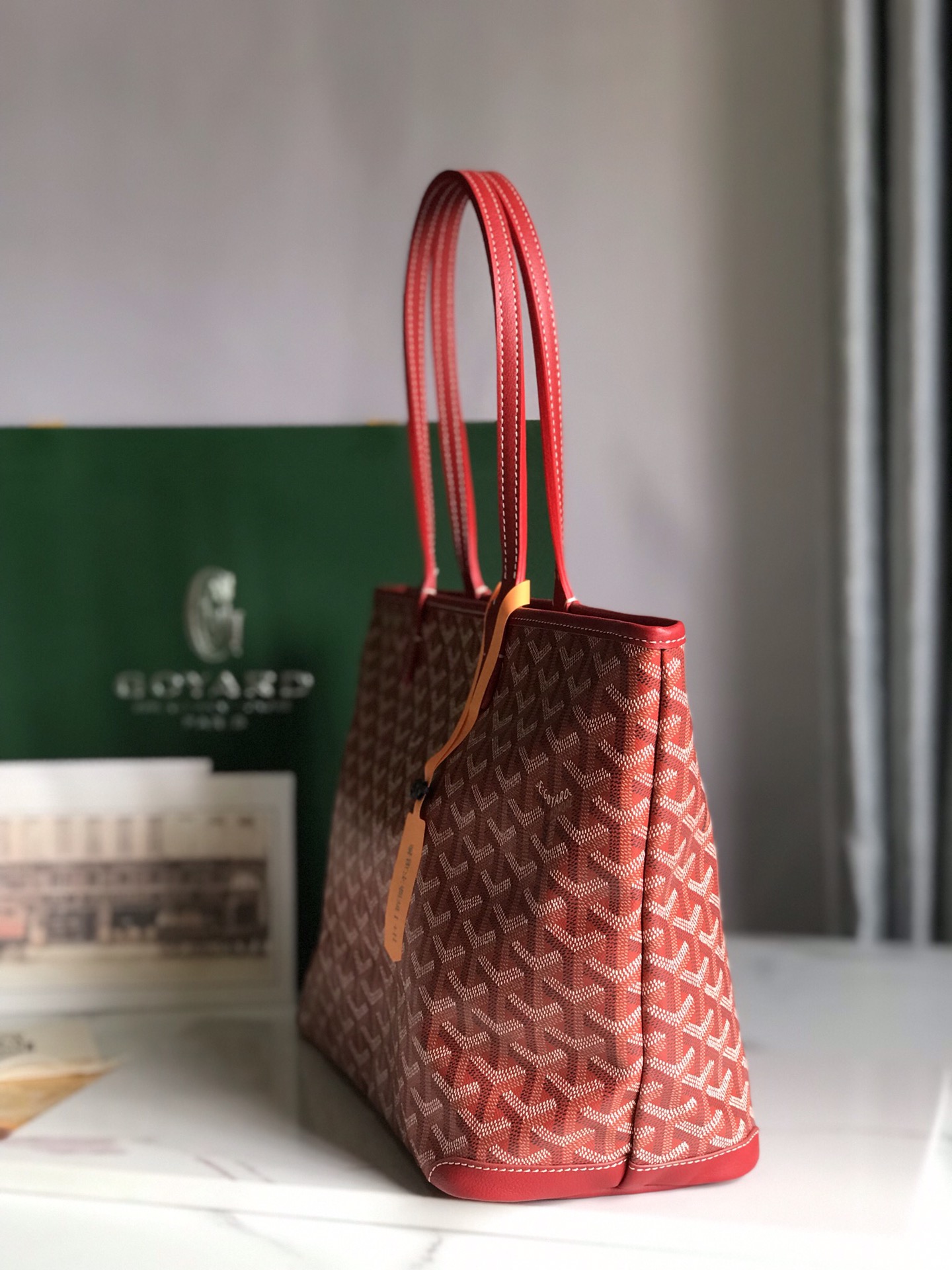 Red Goyard Goyardine Saint Louis PM Tote Bag