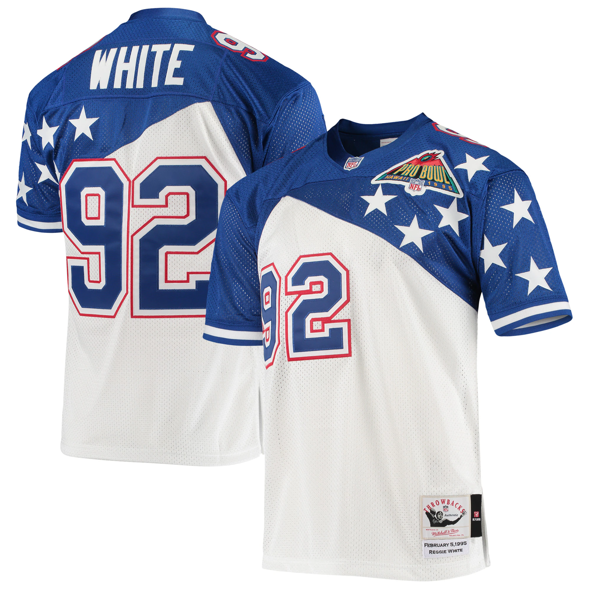 Reggie White NFC Mitchell & Ness 1995 Pro Bowl Authentic Jersey - White/Blue