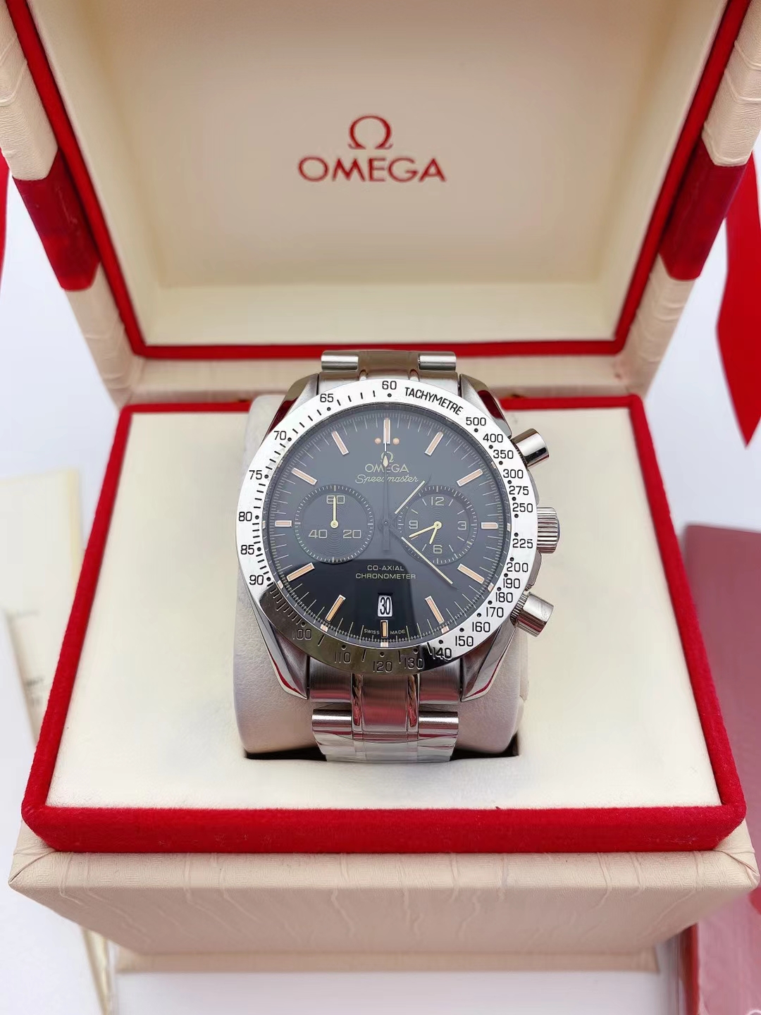 Replica Omega Speedmaster 57 Chrono Co-Axial stahl black