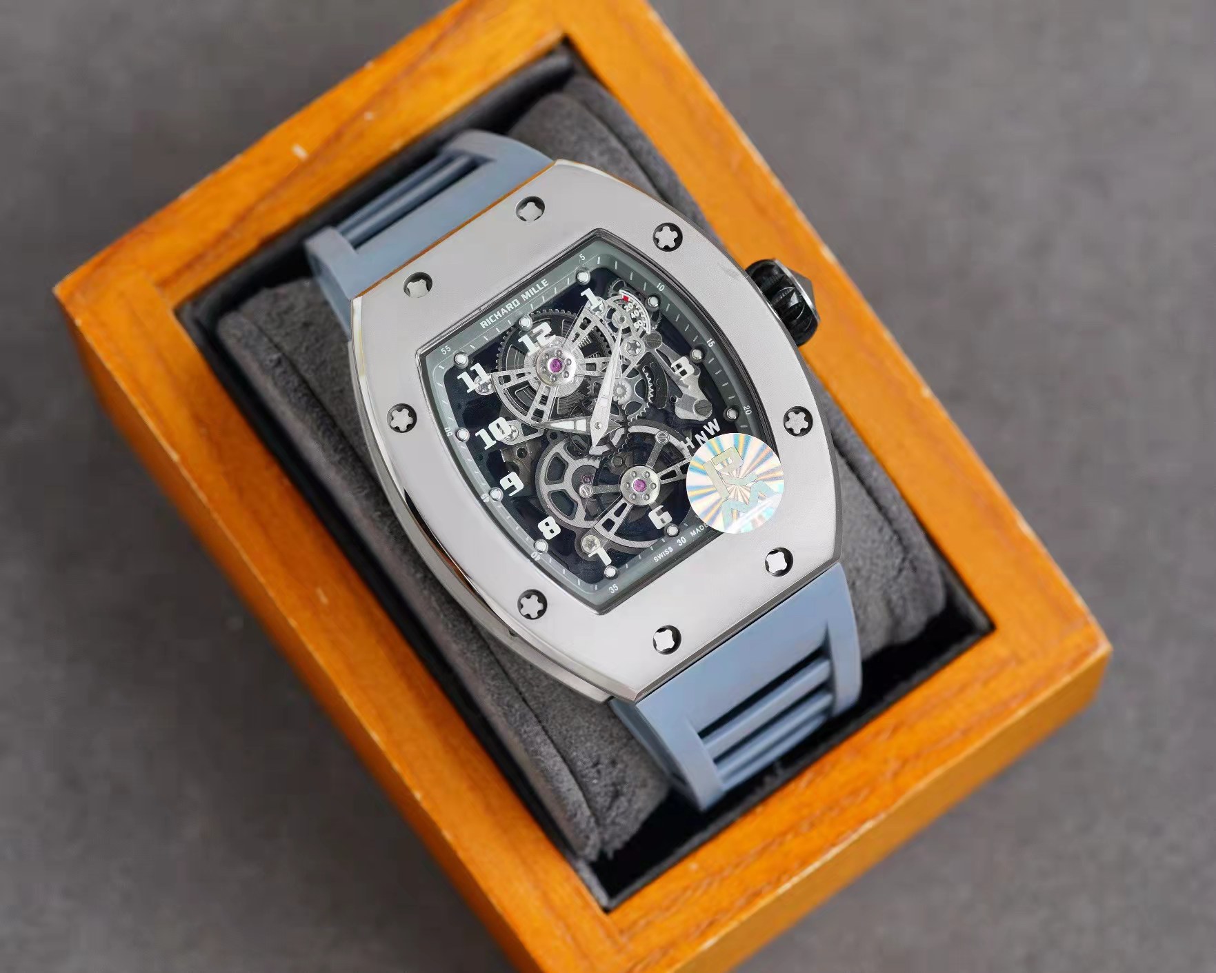 Richard Mille Skeleton - Titanium Case, Blue Strap - Image 8