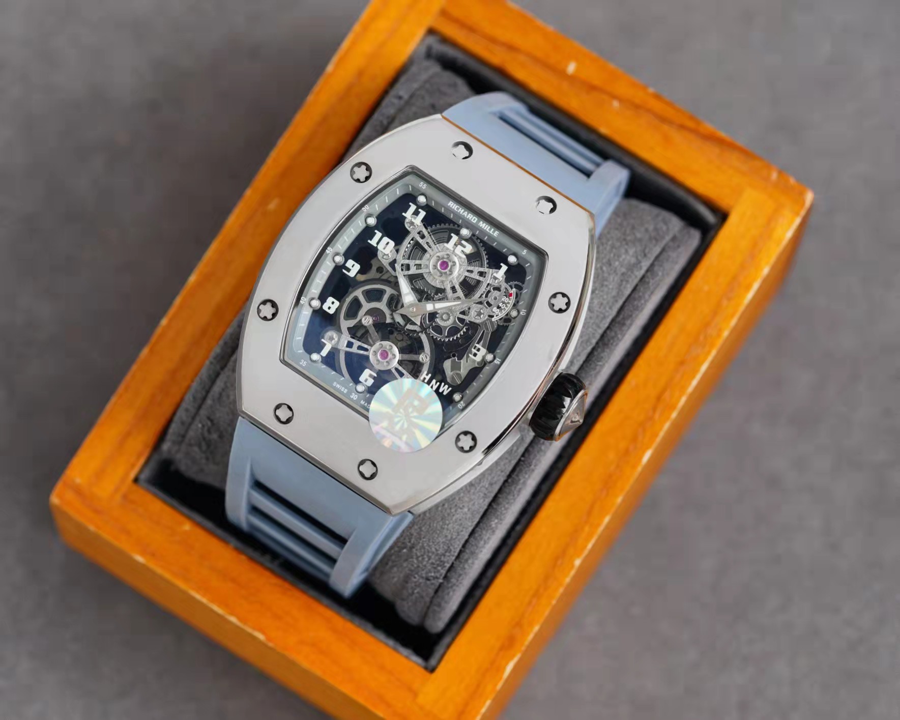 Richard Mille Skeleton - Titanium Case, Blue Strap - Image 9