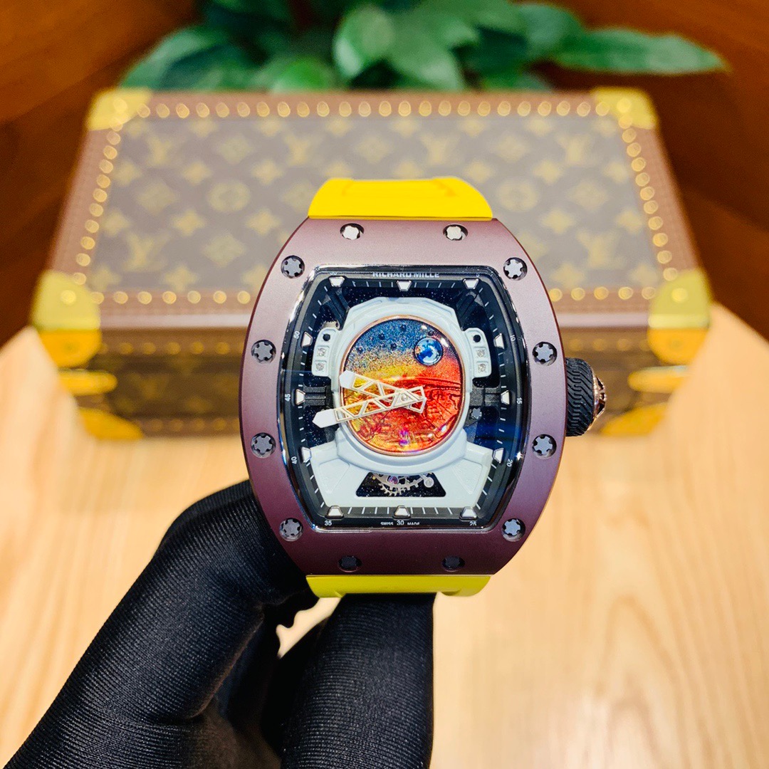 Richard Mille Sunset Dial - Yellow Rubber Strap Watch - Image 2