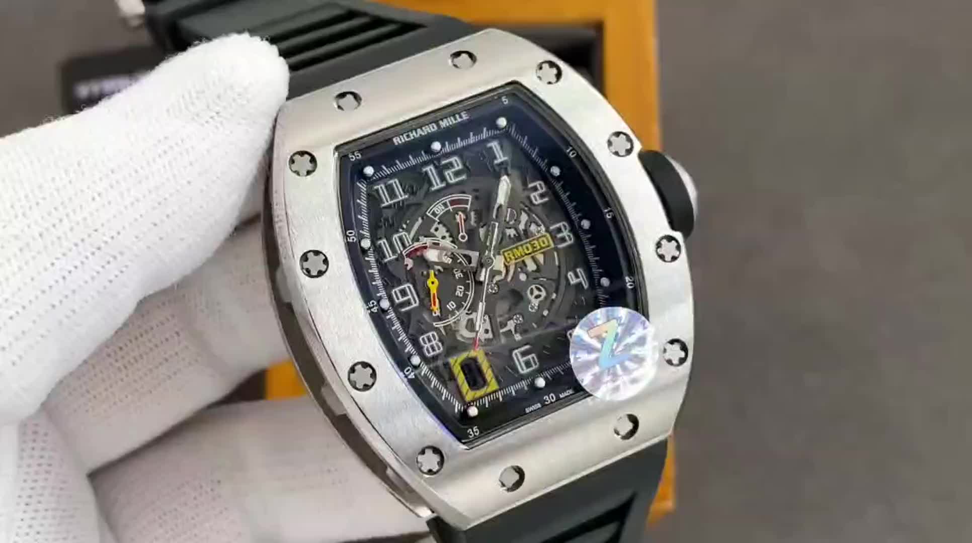 Richard Mille RM030 - Titanium & Black Rubber Watch - Image 2