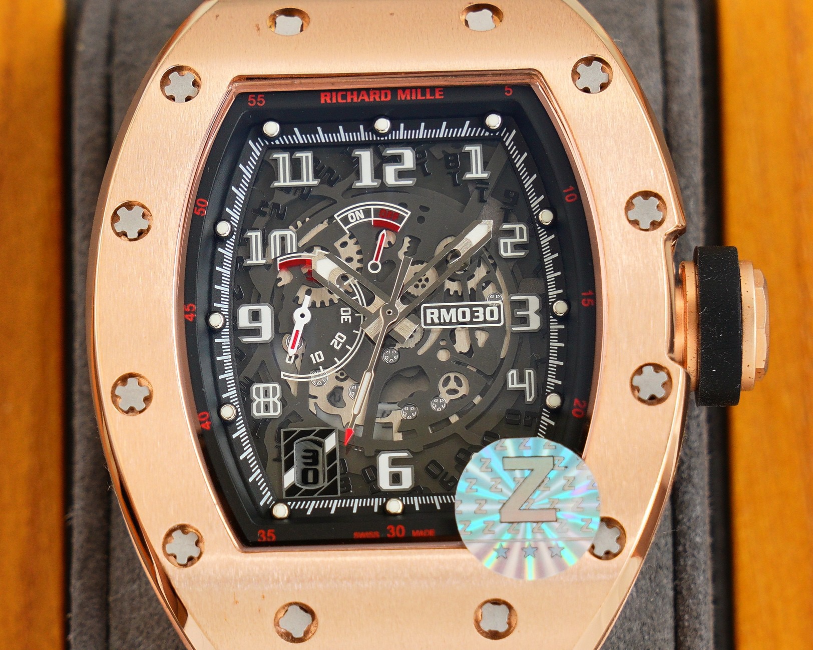 Richard Mille Rose Gold - Black Rubber Strap Watch - Image 7