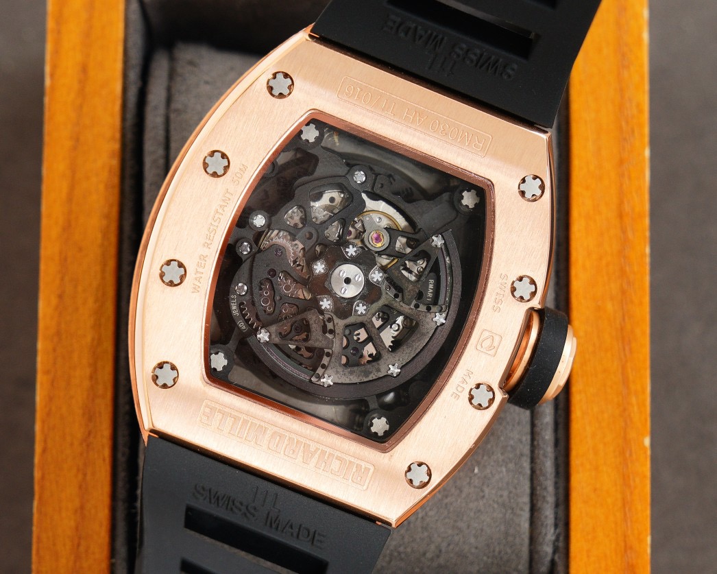 Richard Mille Rose Gold - Black Rubber Strap Watch - Image 3