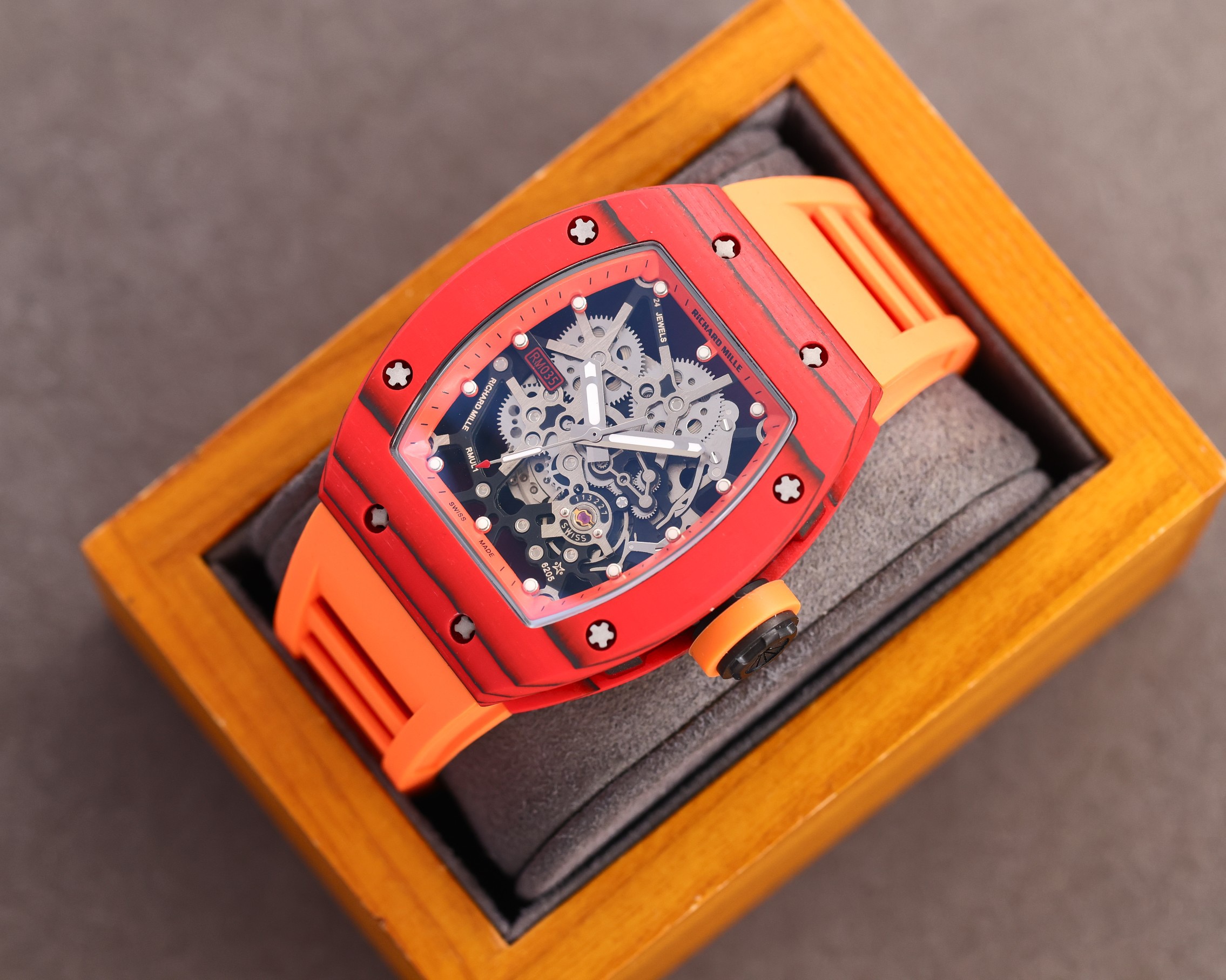 Richard Mille RM035 Red - Orange Rubber Automatic Watch - Image 2