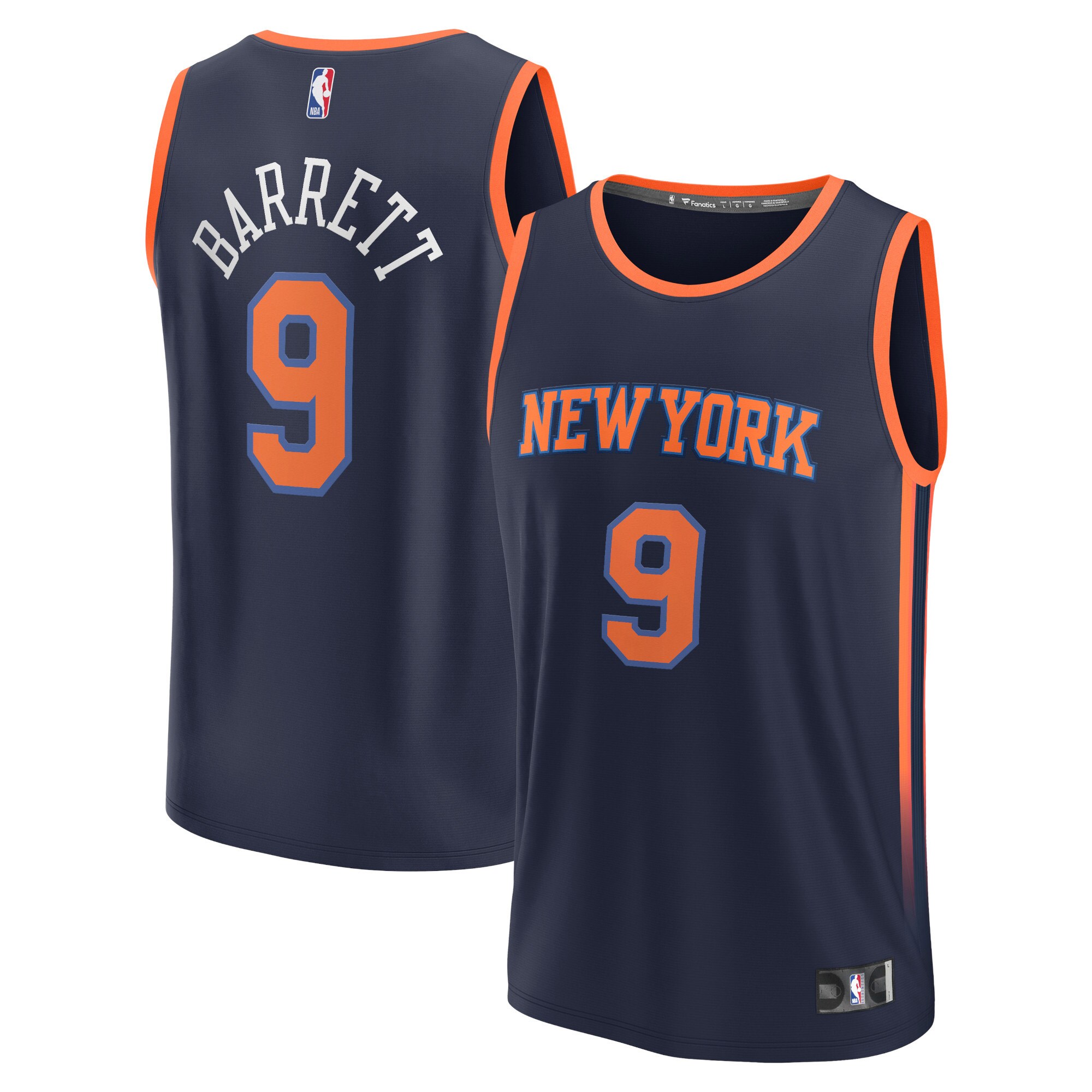 RJ Barrett New York Knicks Fanatics Branded Youth Fast Break Player Jersey - Statement Edition - Navy