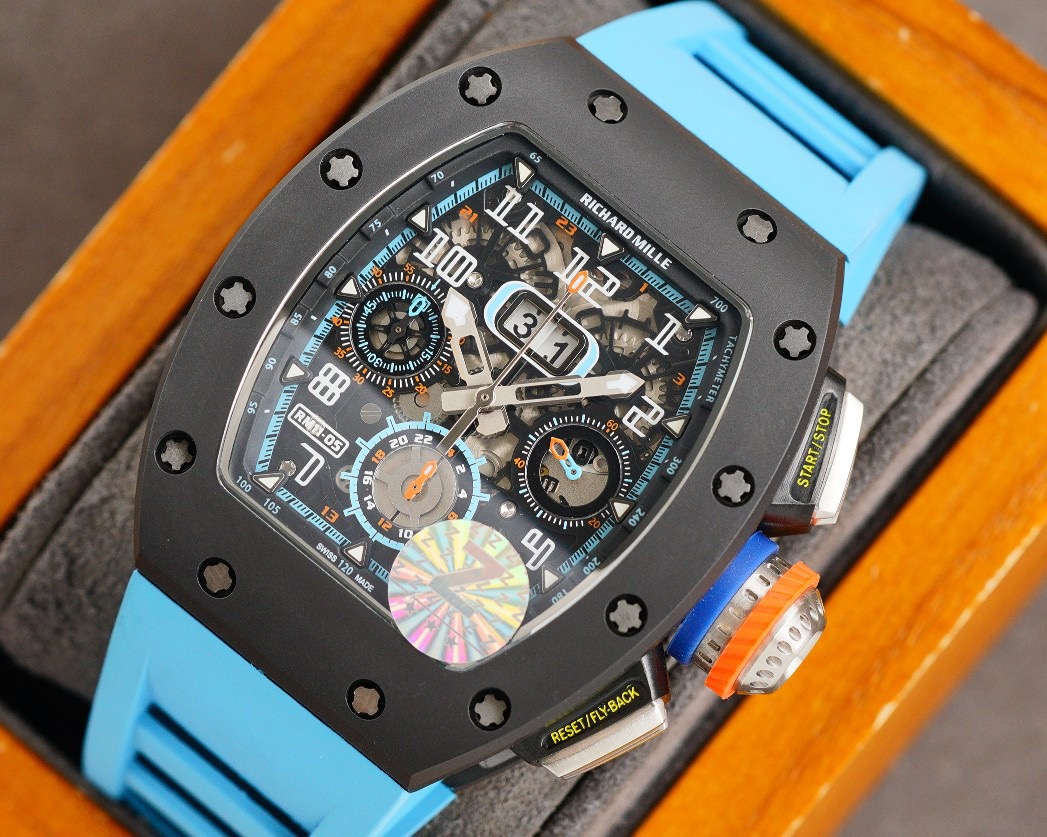 Richard Mille RM11-05 - Grey Case, Blue Rubber Strap - Image 4
