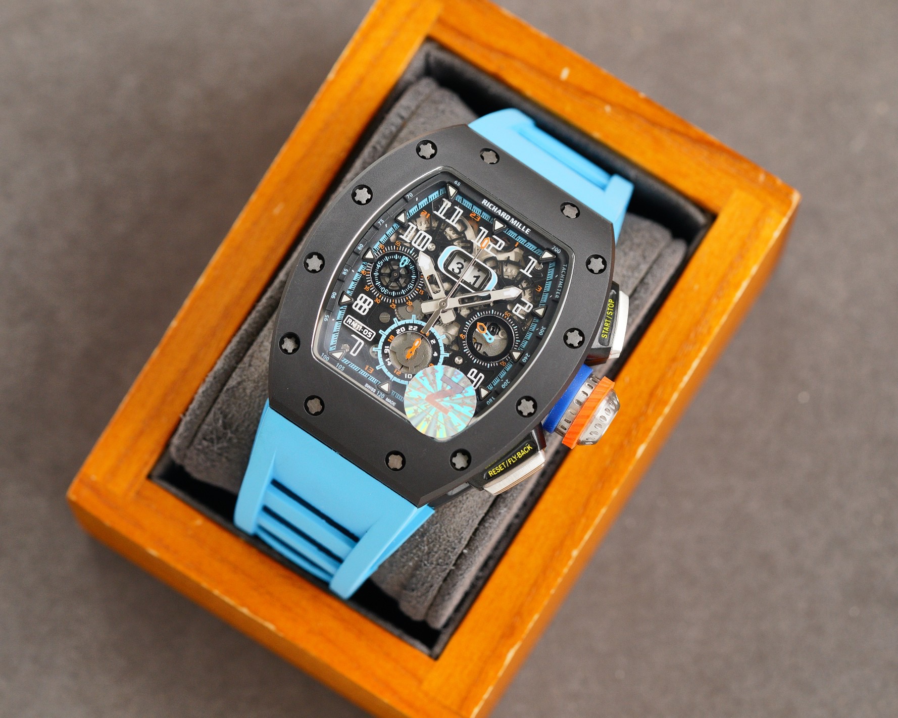 Richard Mille RM11-05 - Grey Case, Blue Rubber Strap - Image 6