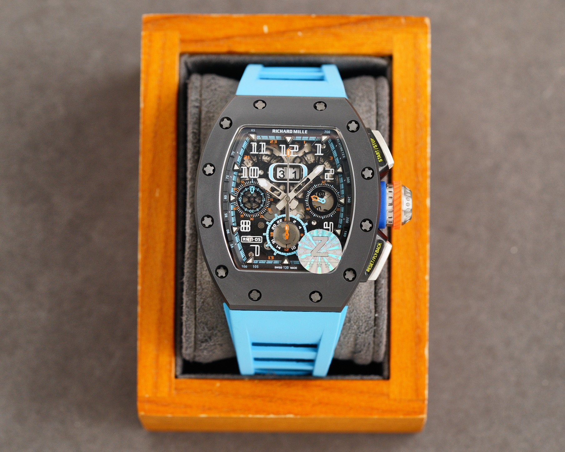 Richard Mille RM11-05 - Grey Case, Blue Rubber Strap - Image 8