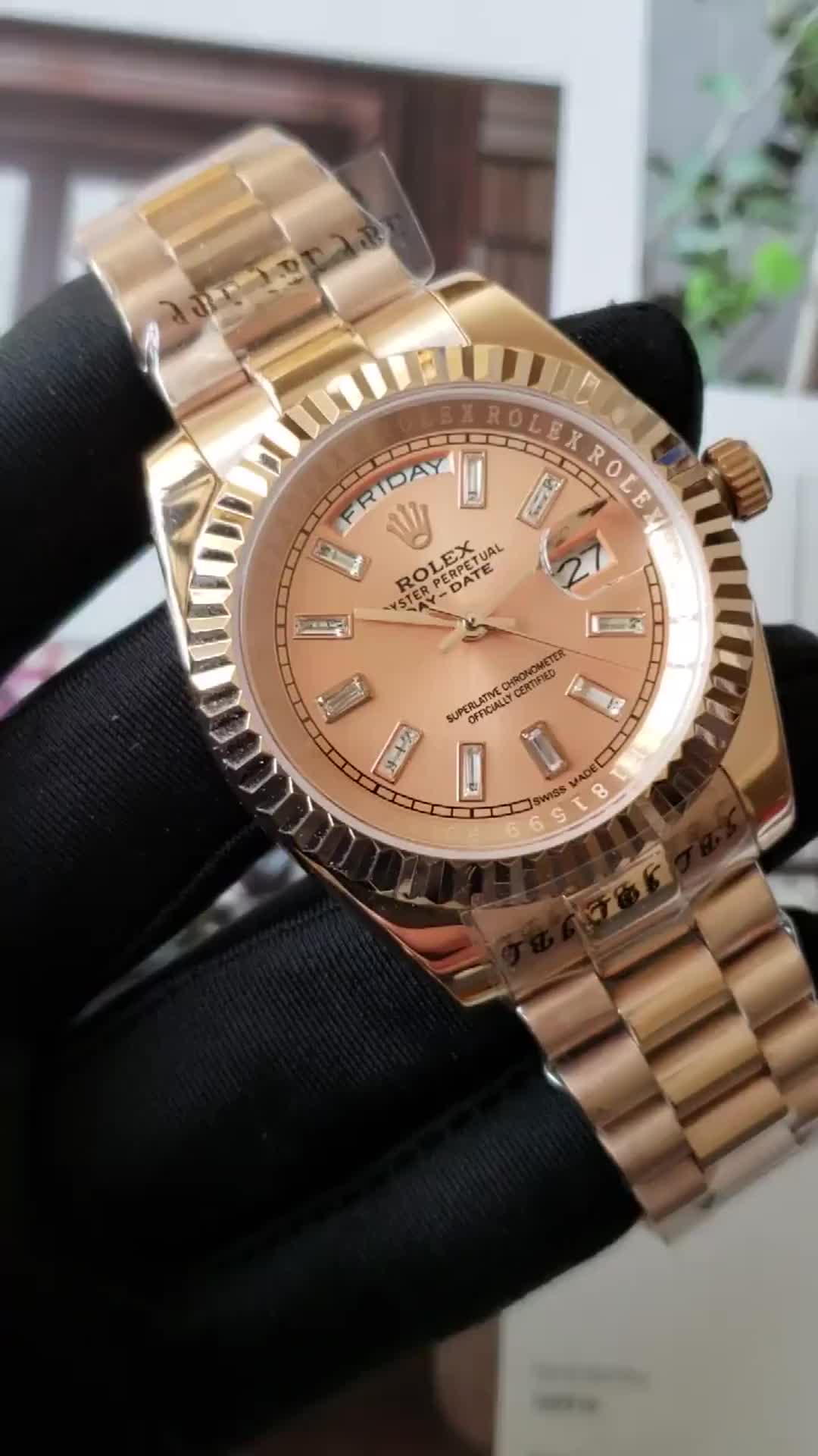 Rolex Day-Date 228235 Pink Dial Stone With Number GM Factory 40mm