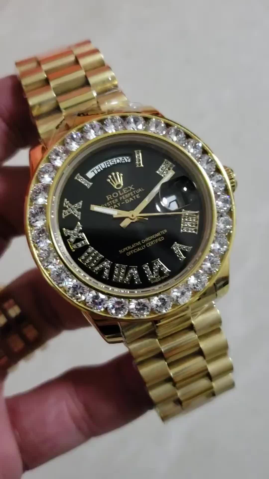 Rolex Day-Date 36mm 1803 Black Diamond Dial Yellow Gold Presidential Bracelet