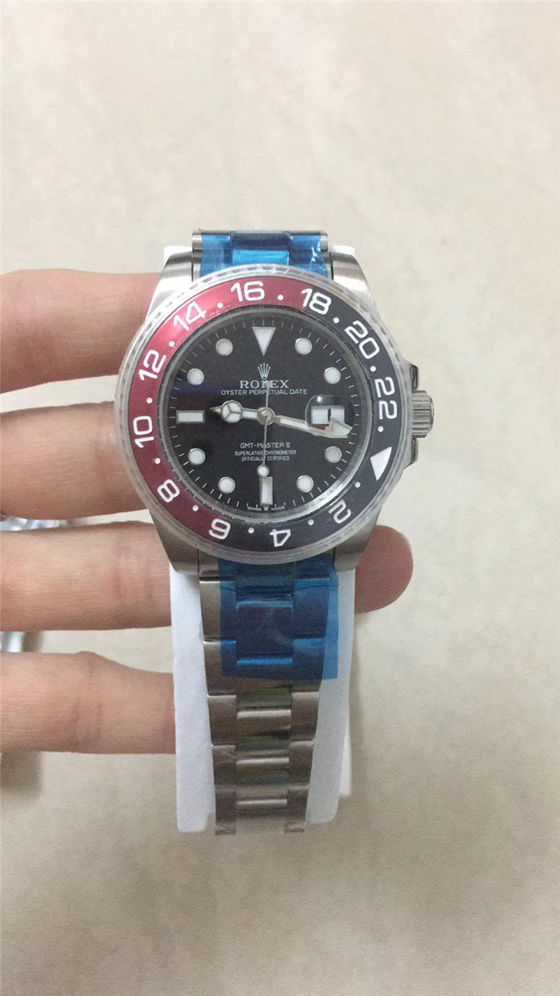 Rolex GMT Master II Everose Gold black dial with red and black border 116718LN-0002