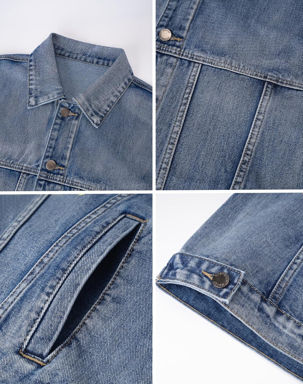 roswear Women\u2019s Denim Jackets Oversized Button Long Sleeve Washed Jean Trucker Jacket with Pockets